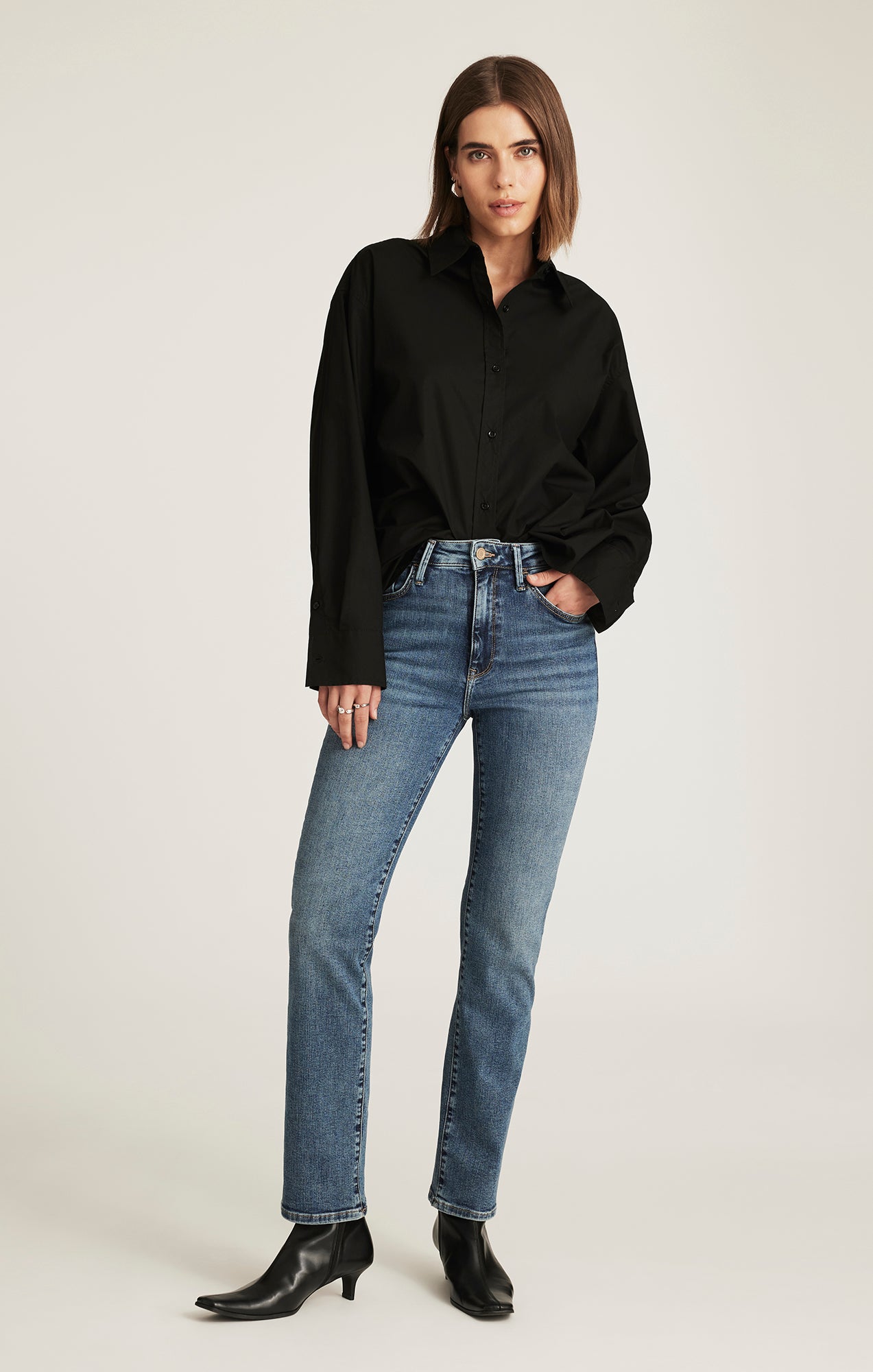 KENDRA STRAIGHT LEG IN MID BRUSHED GOLD PREMIUM - Mavi Jeans