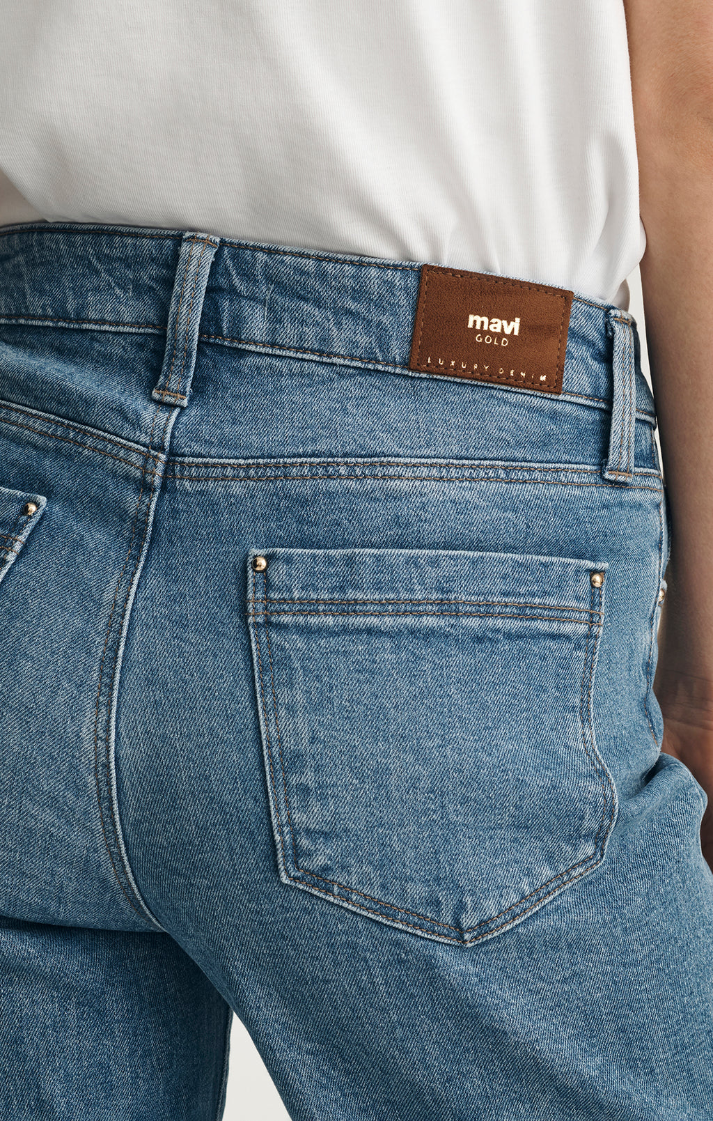 PALOMA WIDE LEG IN MID BRUSHED GOLD PREMIUM - Mavi Jeans