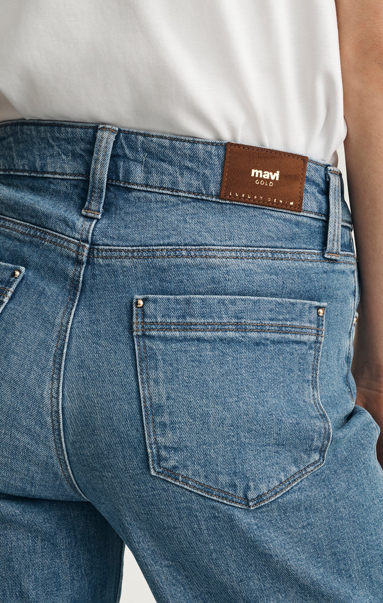 PALOMA WIDE LEG IN MID BRUSHED GOLD PREMIUM - Mavi Jeans