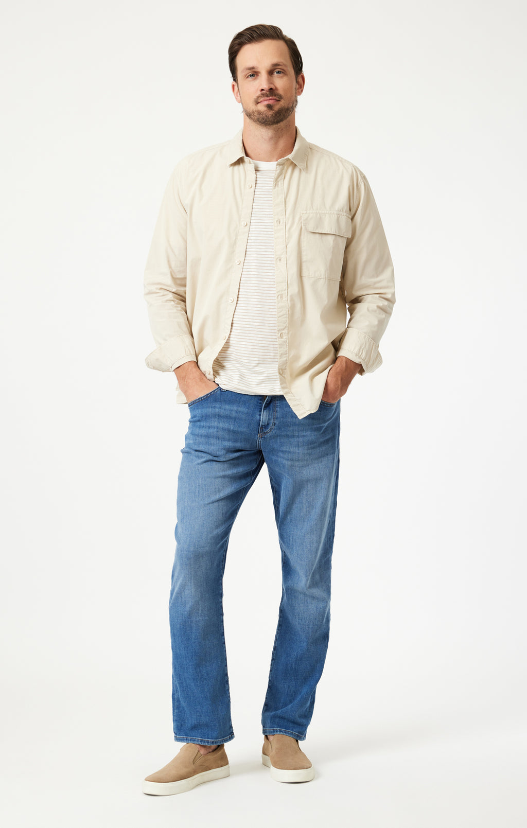 MATT RELAXED STRAIGHT LEG IN MID BRUSHED FEATHER BLUE - Mavi Jeans