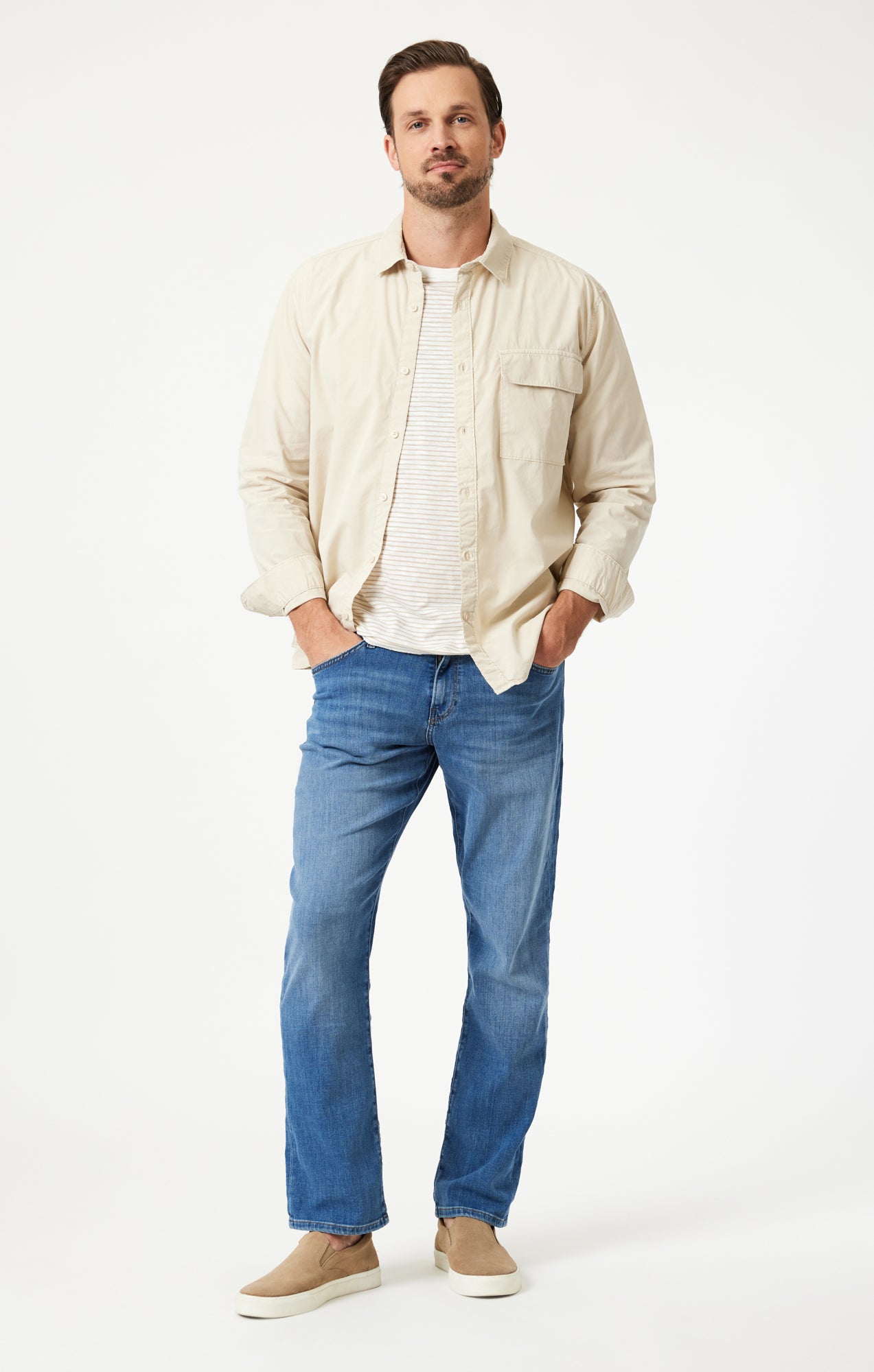 MATT RELAXED STRAIGHT LEG IN MID BRUSHED FEATHER BLUE - Mavi Jeans