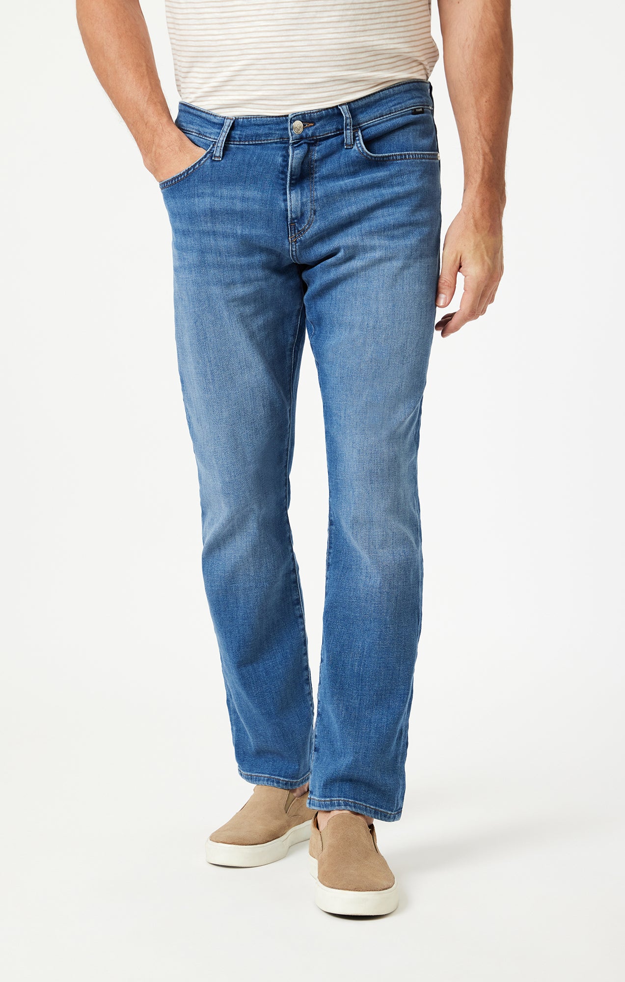 MATT RELAXED STRAIGHT LEG IN MID BRUSHED FEATHER BLUE - Mavi Jeans