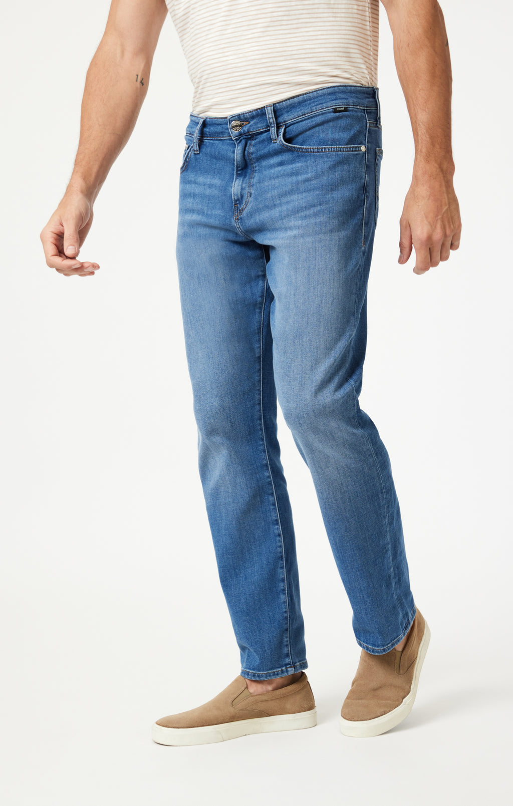 MATT RELAXED STRAIGHT LEG IN MID BRUSHED FEATHER BLUE - Mavi Jeans