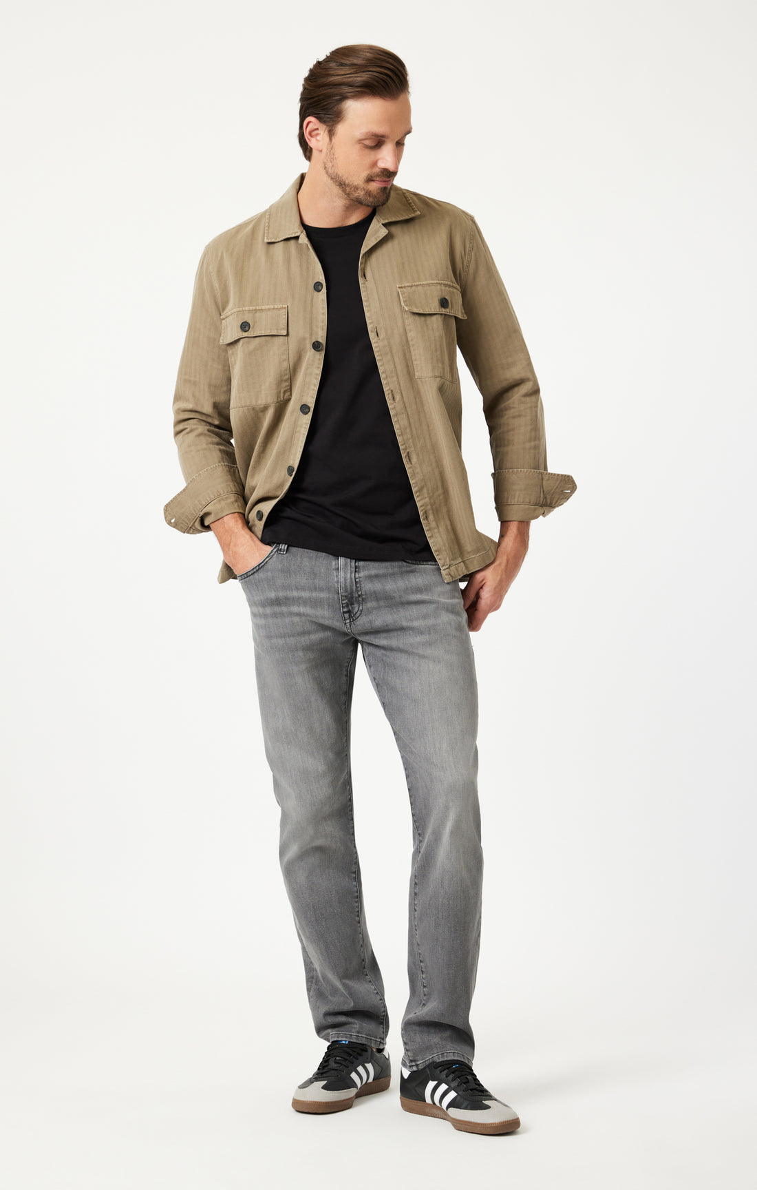 Mavi Men's Zach Straight Leg In Mid Smoke Brushed Williamsburg