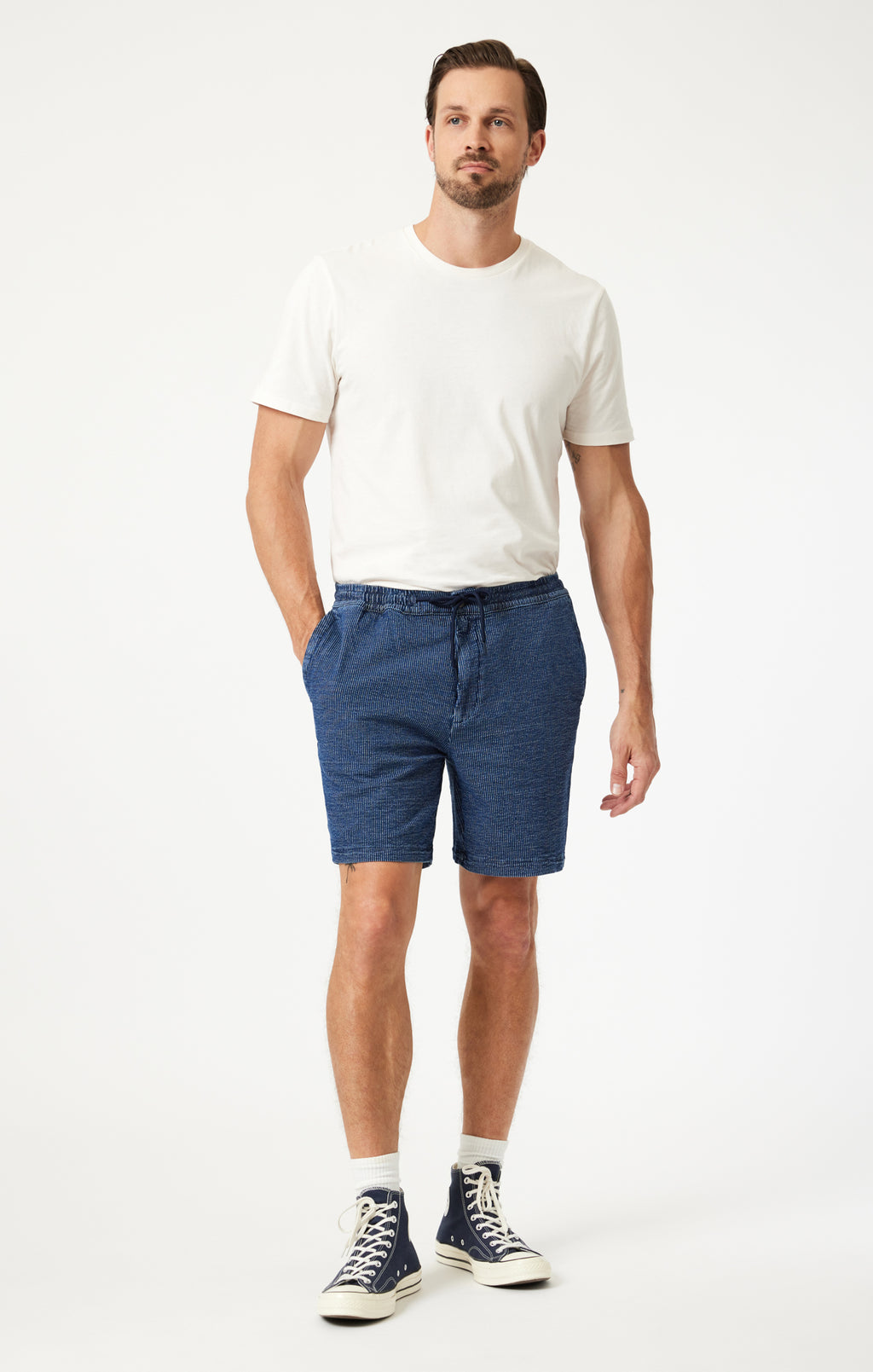 CLINT JOGGER SHORTS IN DARK STRIPE ATHLETIC - Mavi Jeans