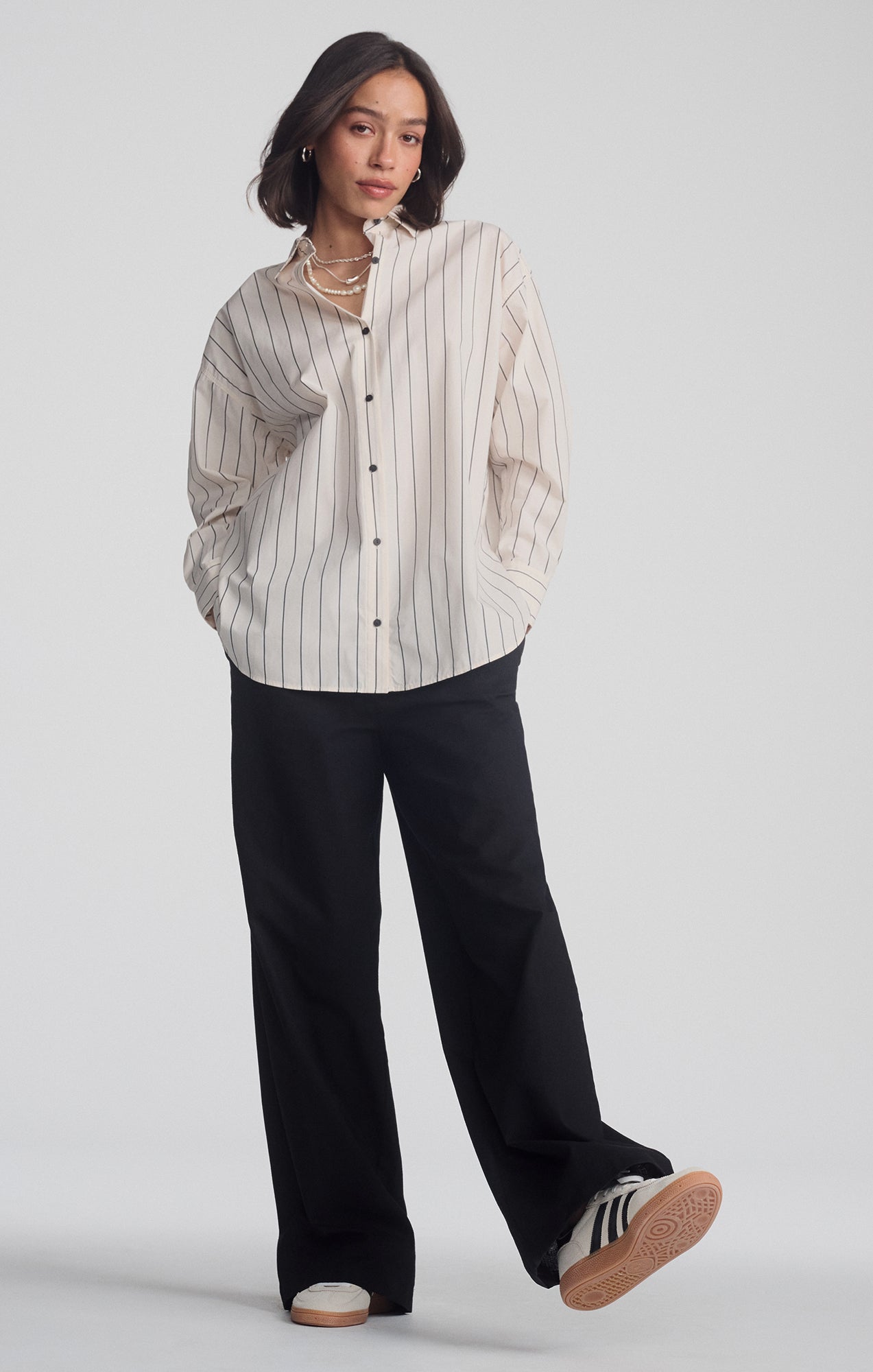 LONG SLEEVE BUTTON-UP SHIRT IN ANTRASIT STRIPE - Mavi Jeans