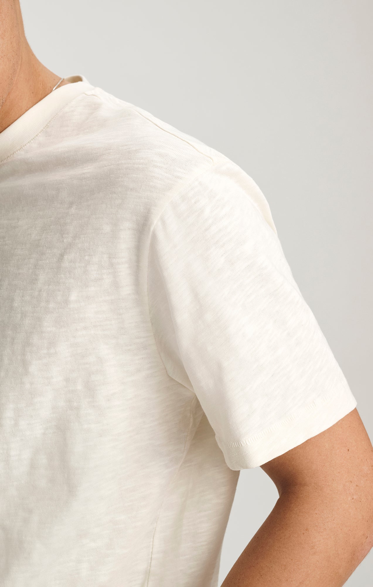 SLUB CREW NECK T-SHIRT IN VANILLA ICE - Mavi Jeans