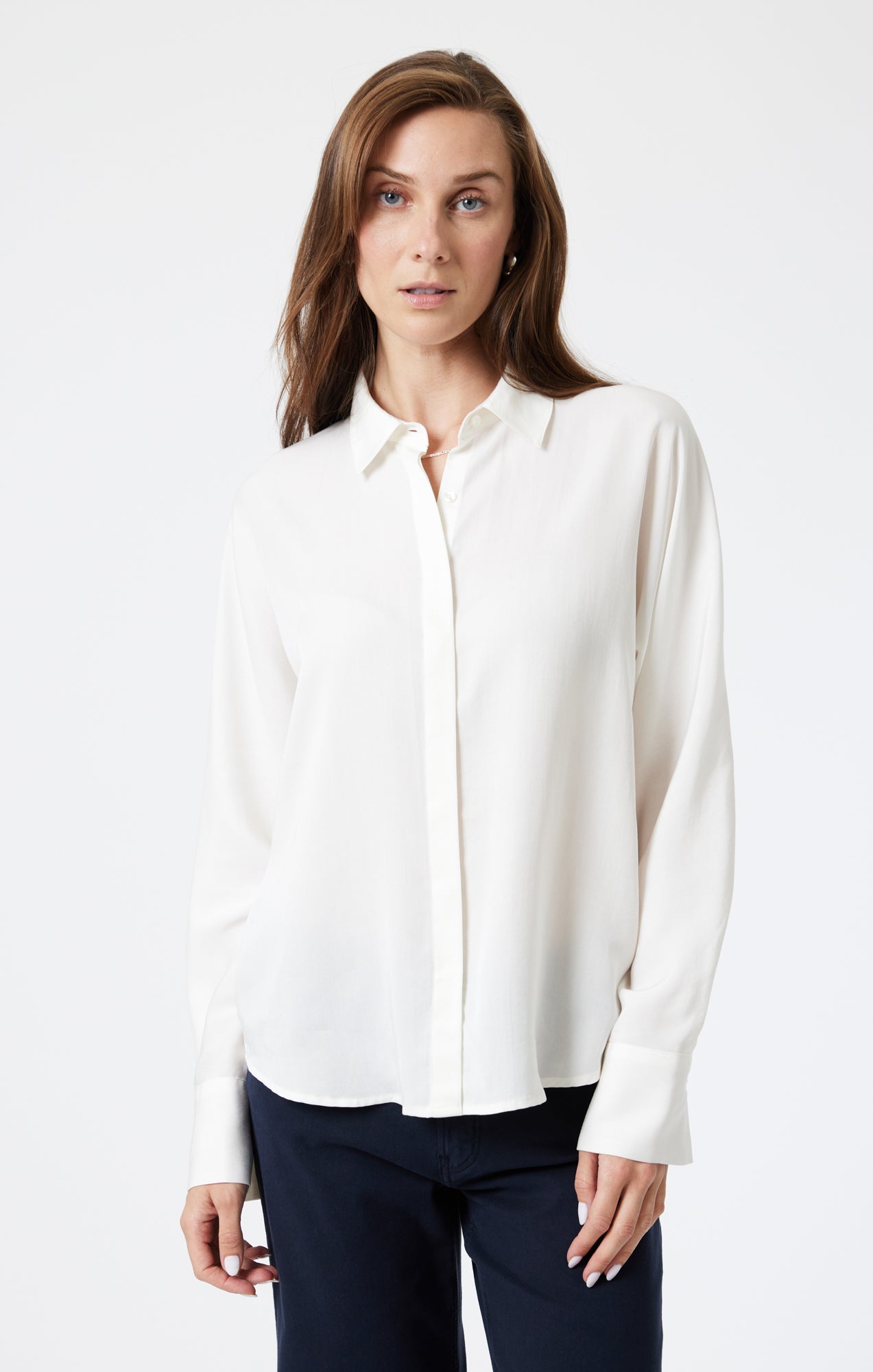 LONG SLEEVE TENCEL SHIRT IN ANTIQUE WHITE - Mavi Jeans