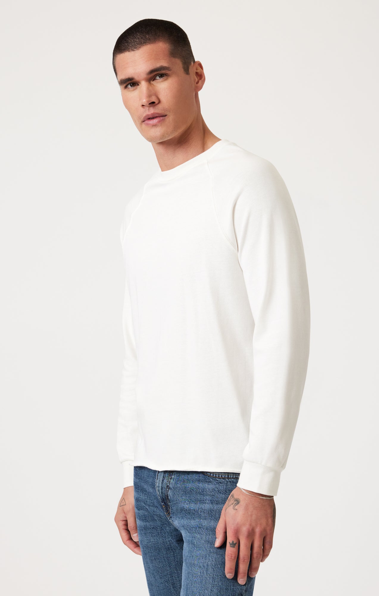 JERSEY LONG SLEEVE T-SHIRT IN ANTIQUE WHITE - Mavi Jeans