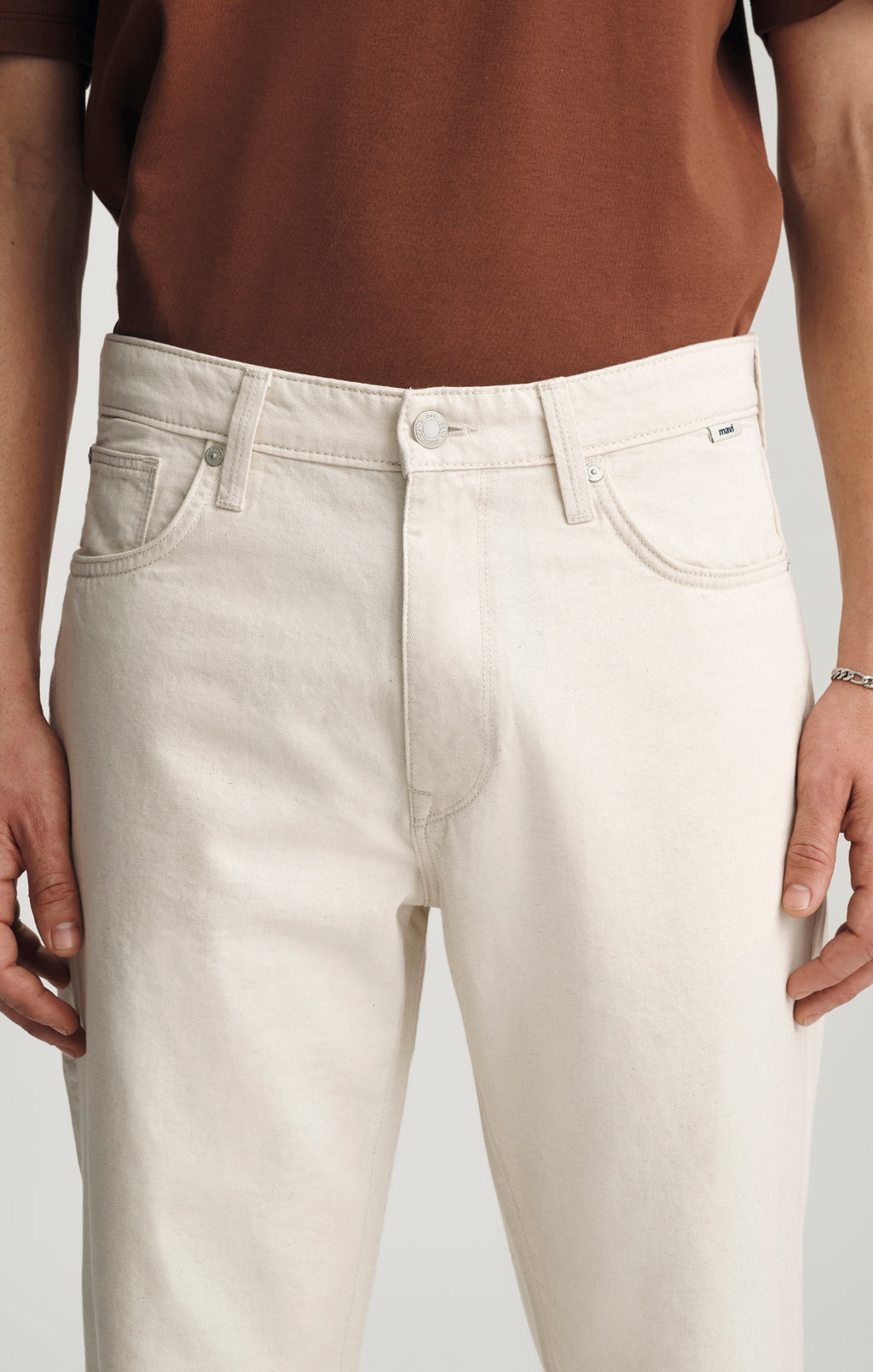 MARLON MODERN STRAIGHT LEG JEANS IN ECRU LINEN DENIM