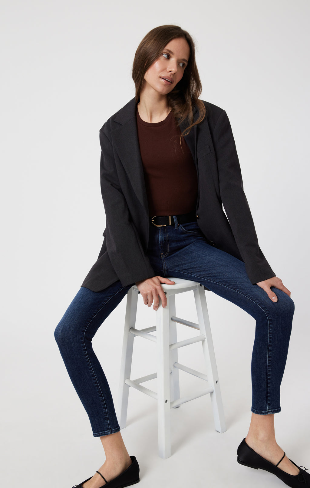 TESS SKINNY IN DARK BRUSHED FLEX BLUE - Mavi Jeans