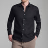 LINEN LONG SLEEVE BUTTON-UP SHIRT IN BLACK - Mavi Jeans