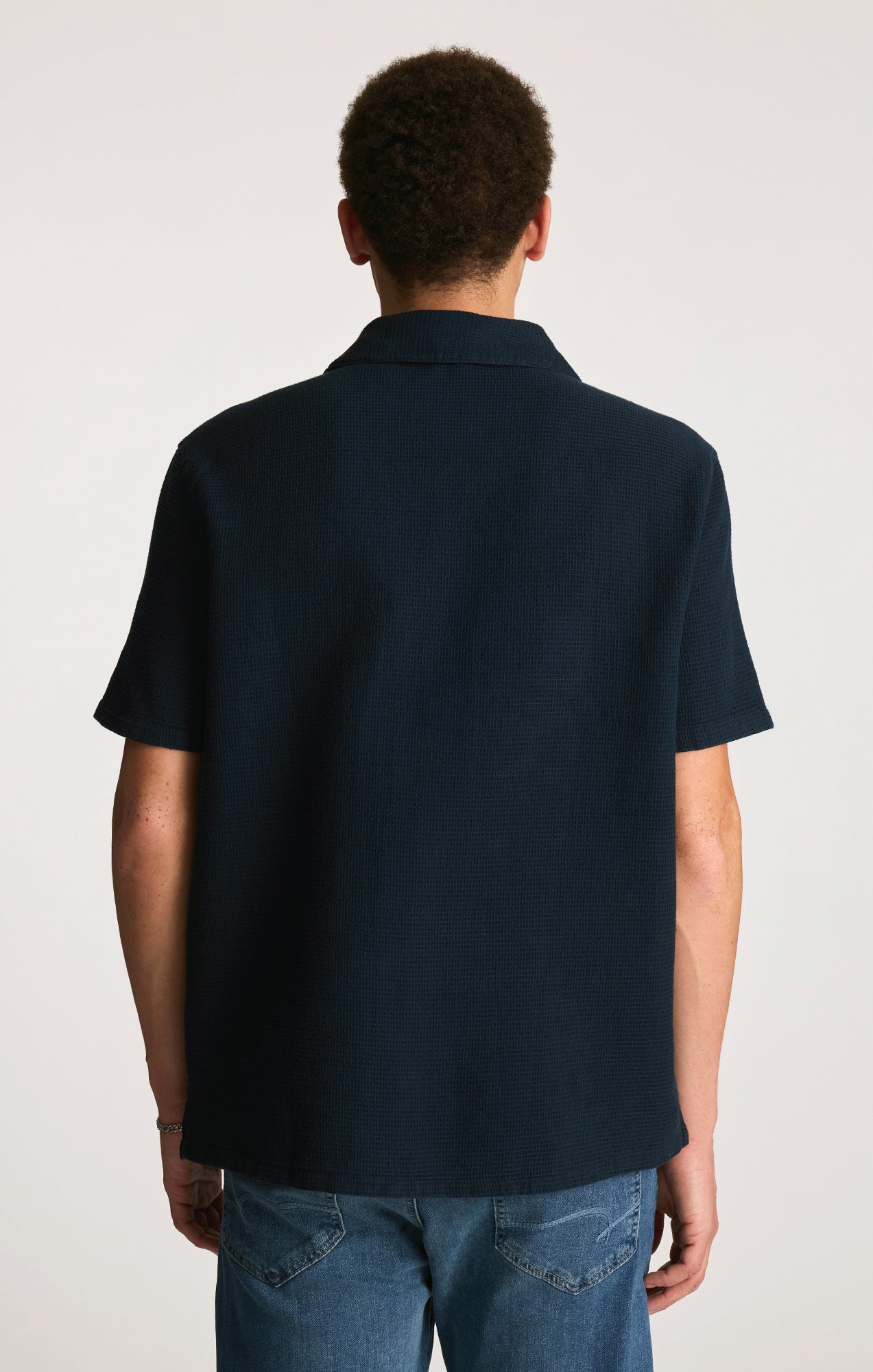 Mavi Men's Waffle Knit Camp Collar Shirt In Total Eclipse – Mavi Jeans