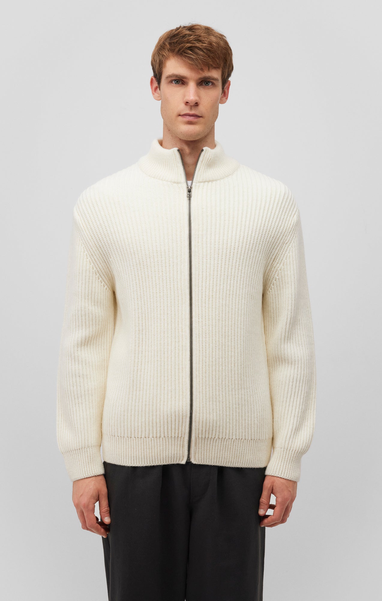 ZIP-UP CARDIGAN IN ALMOND MILK - Mavi Jeans