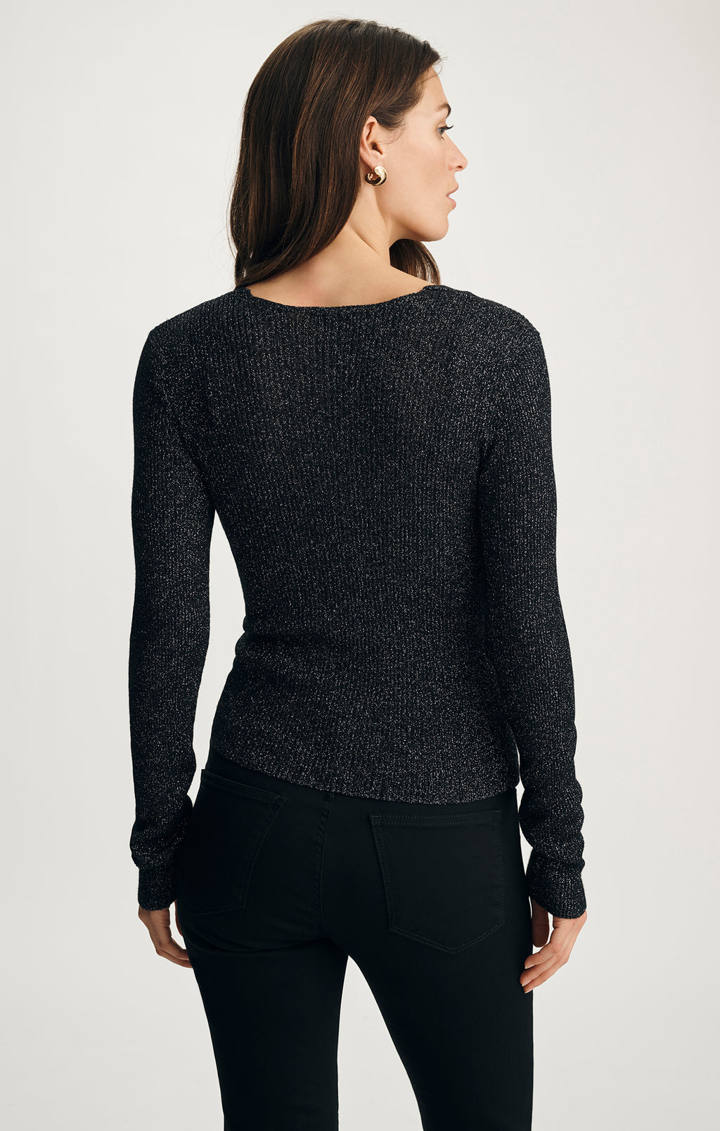 WRAP FRONT SWEATER IN BLACK