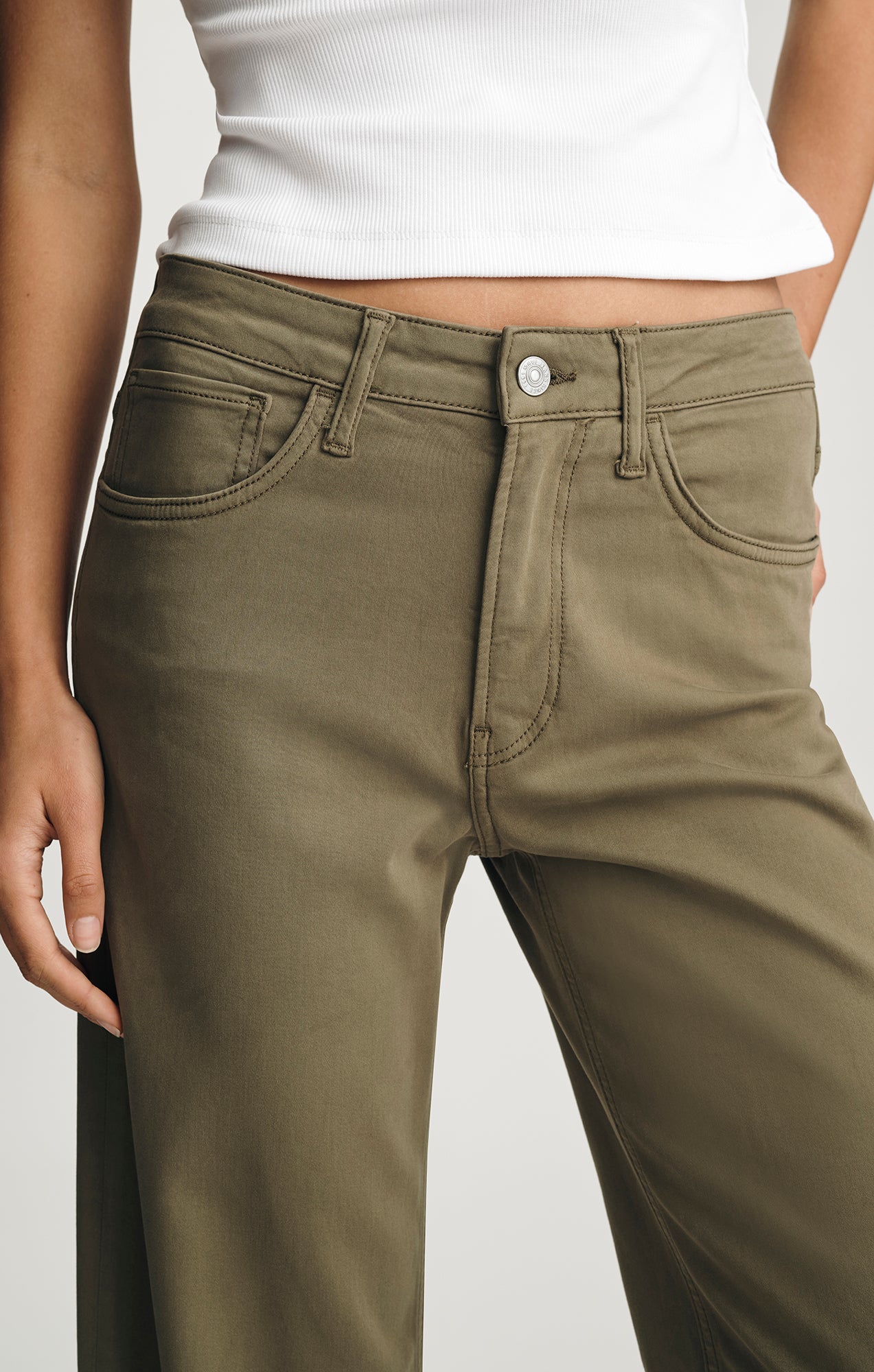 ALENA WIDE LEG IN DARK OLIVE SATEEN - Mavi Jeans