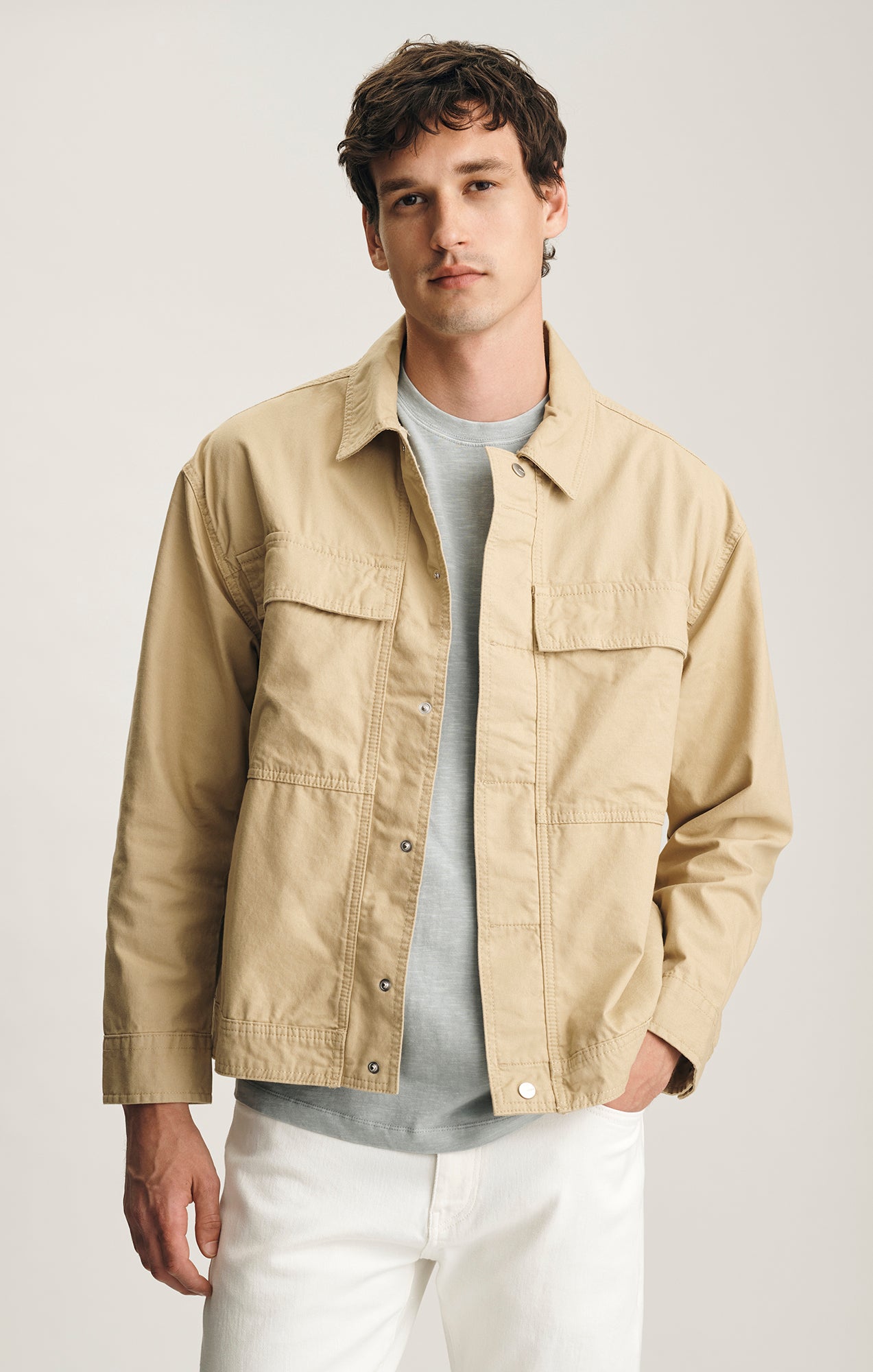 UTILITY OVERSHIRT IN OLIVE GRAY - Mavi Jeans