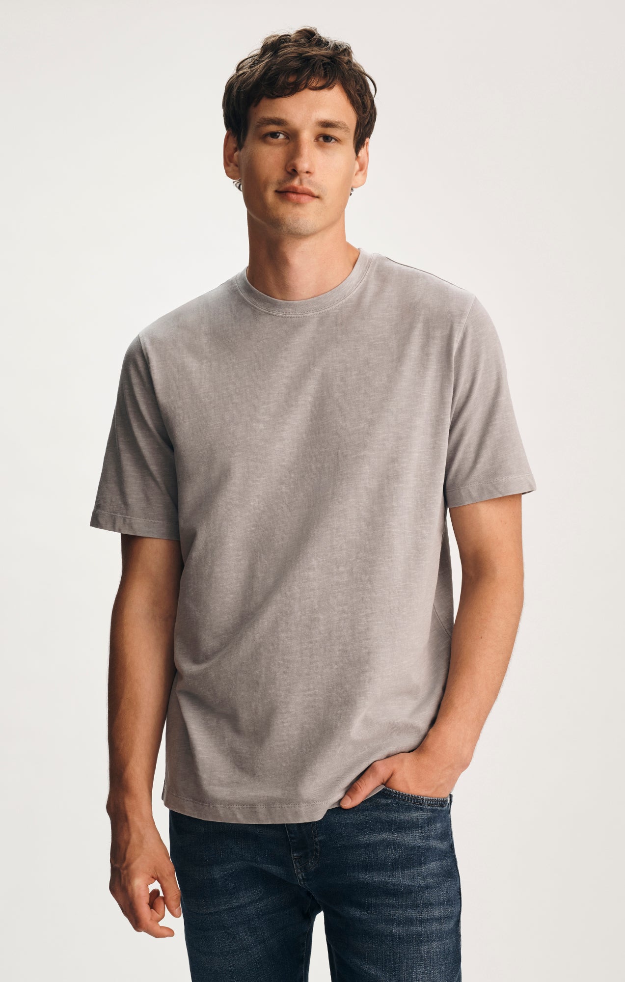 SOFT SLUB CREW NECK T-SHIRT IN ALLOY