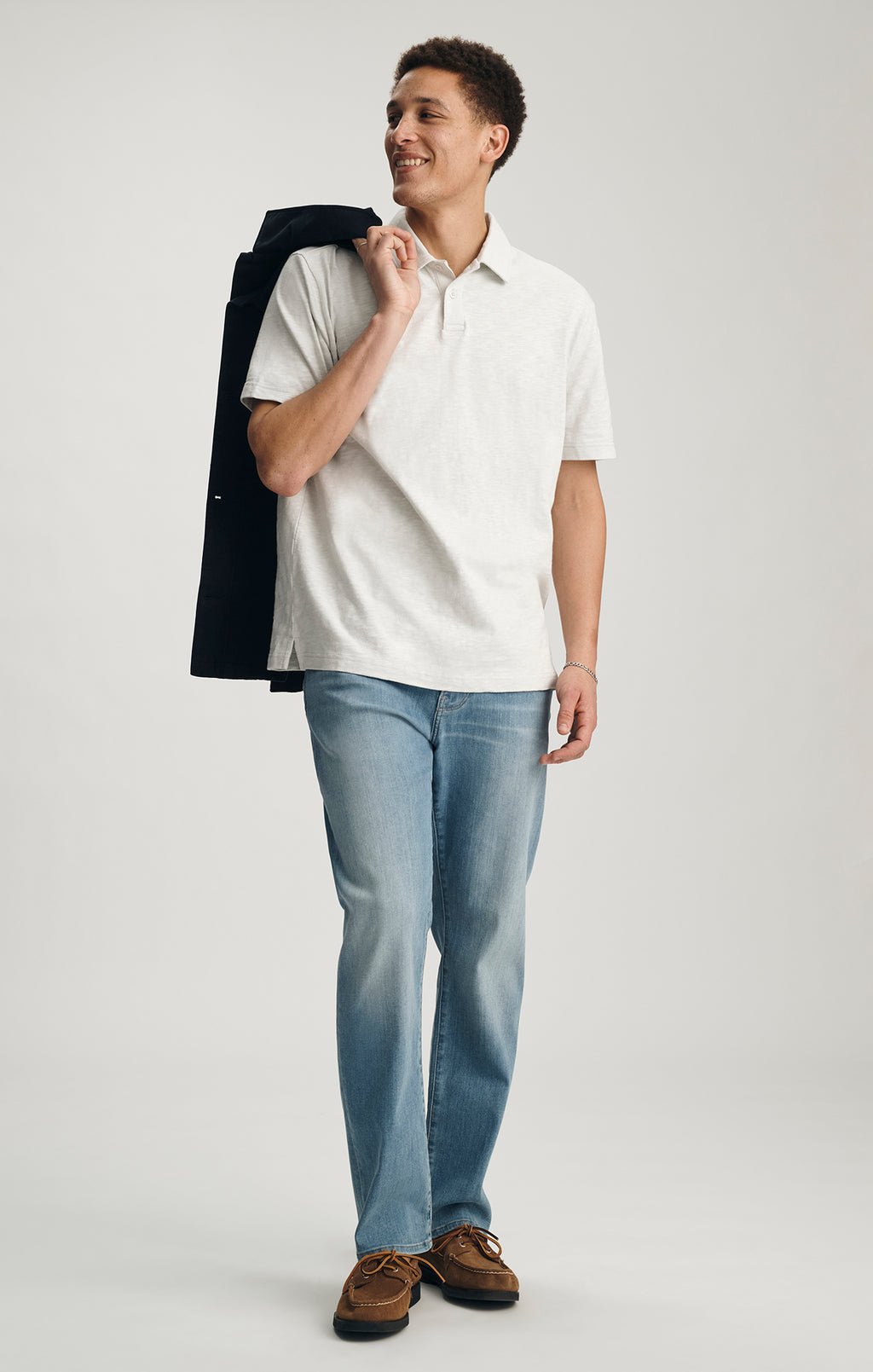 SLUB POLO T-SHIRT IN LUNAR ROCK - Mavi Jeans