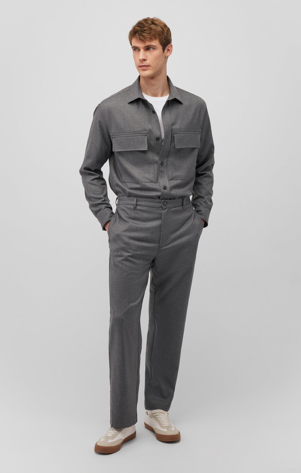 DOUBLE POCKET SHIRT IN DARK GREY MELANGE - Mavi Jeans