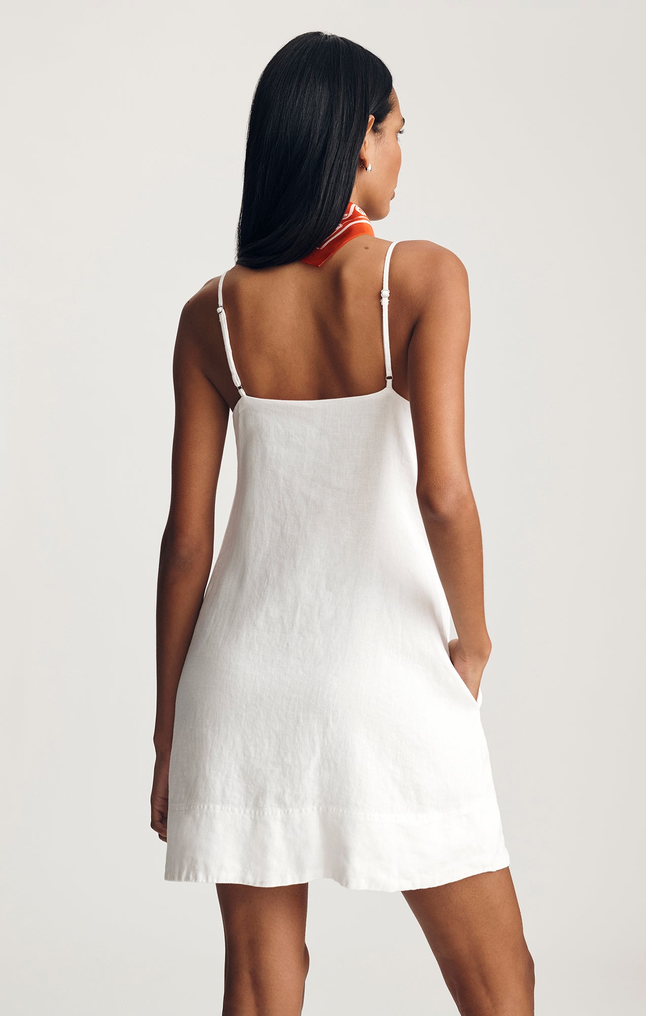 white linen cami dress James Perse Lightweight Linen Strappy Cami Dress