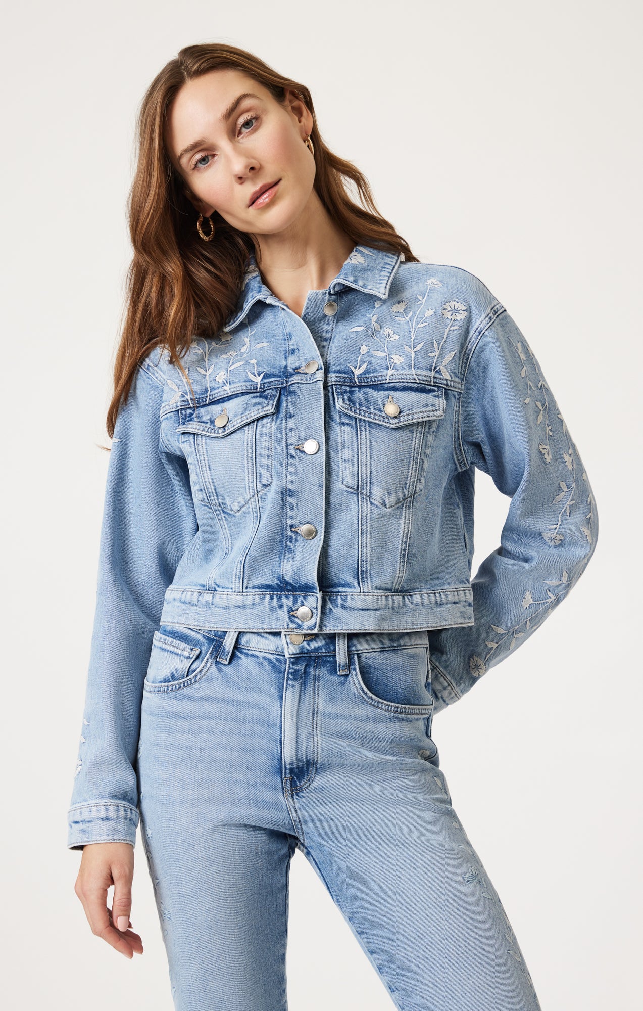 HARMONY DENIM JACKET IN LIGHT BLUE BLOOM DENIM - Mavi Jeans