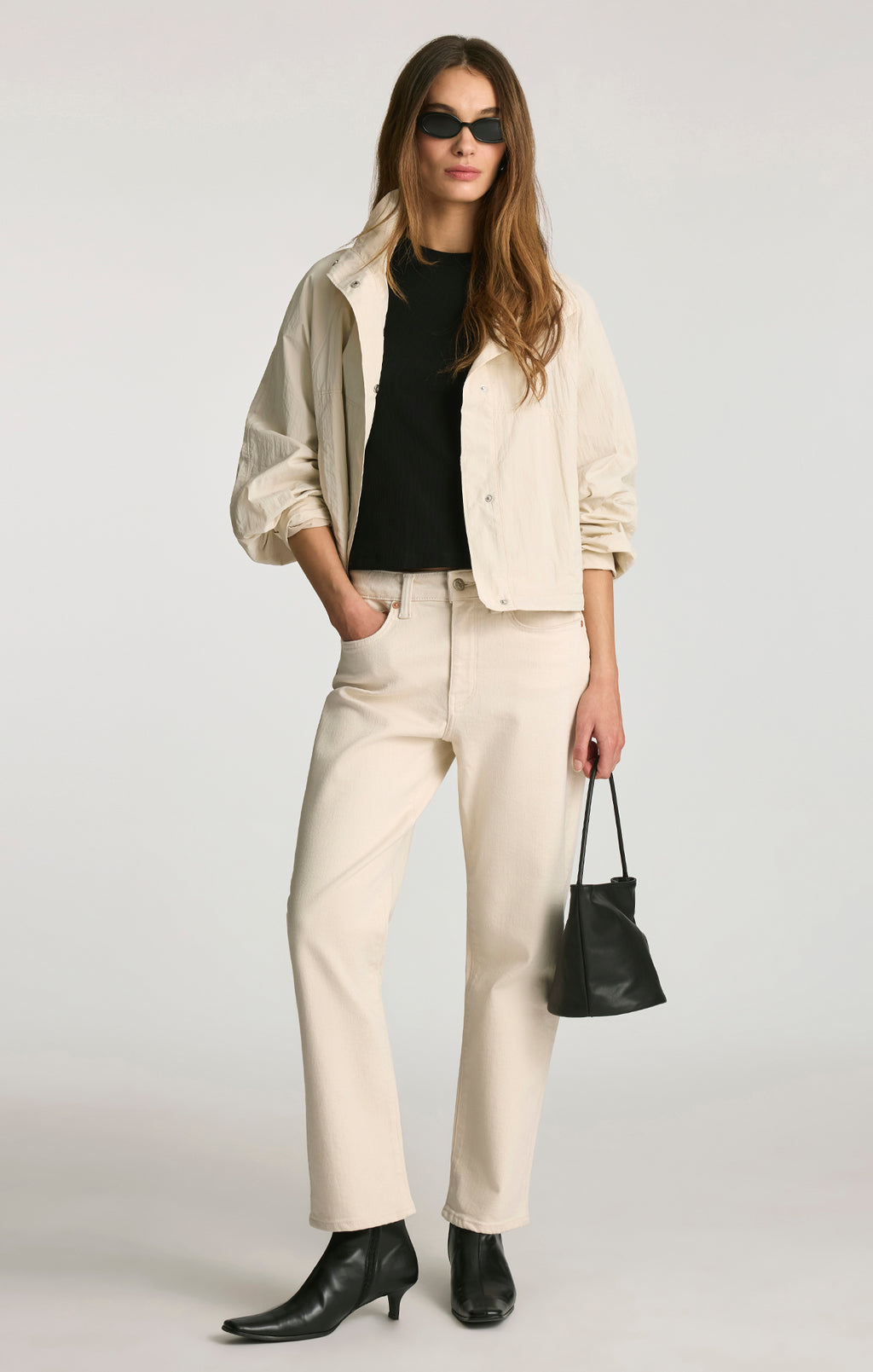 FUNNEL NECK UTILITY JACKET IN LIGHT GREY - Mavi Jeans