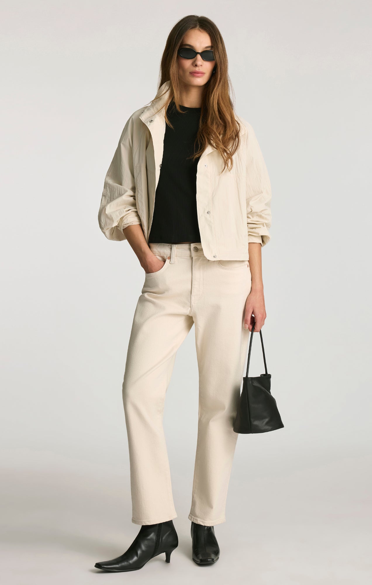 FUNNEL NECK UTILITY JACKET IN LIGHT GREY - Mavi Jeans