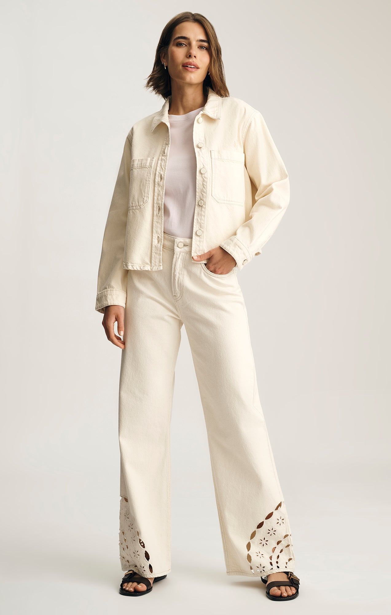Mavi Women's Paola Cropped Denim Overshirt In Cream Denim – Mavi Jeans