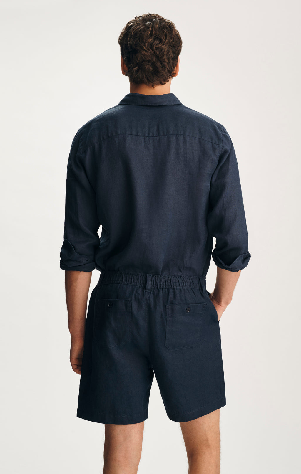 LINEN 7" INSEAM SHORTS IN BLACK IRIS - Mavi Jeans