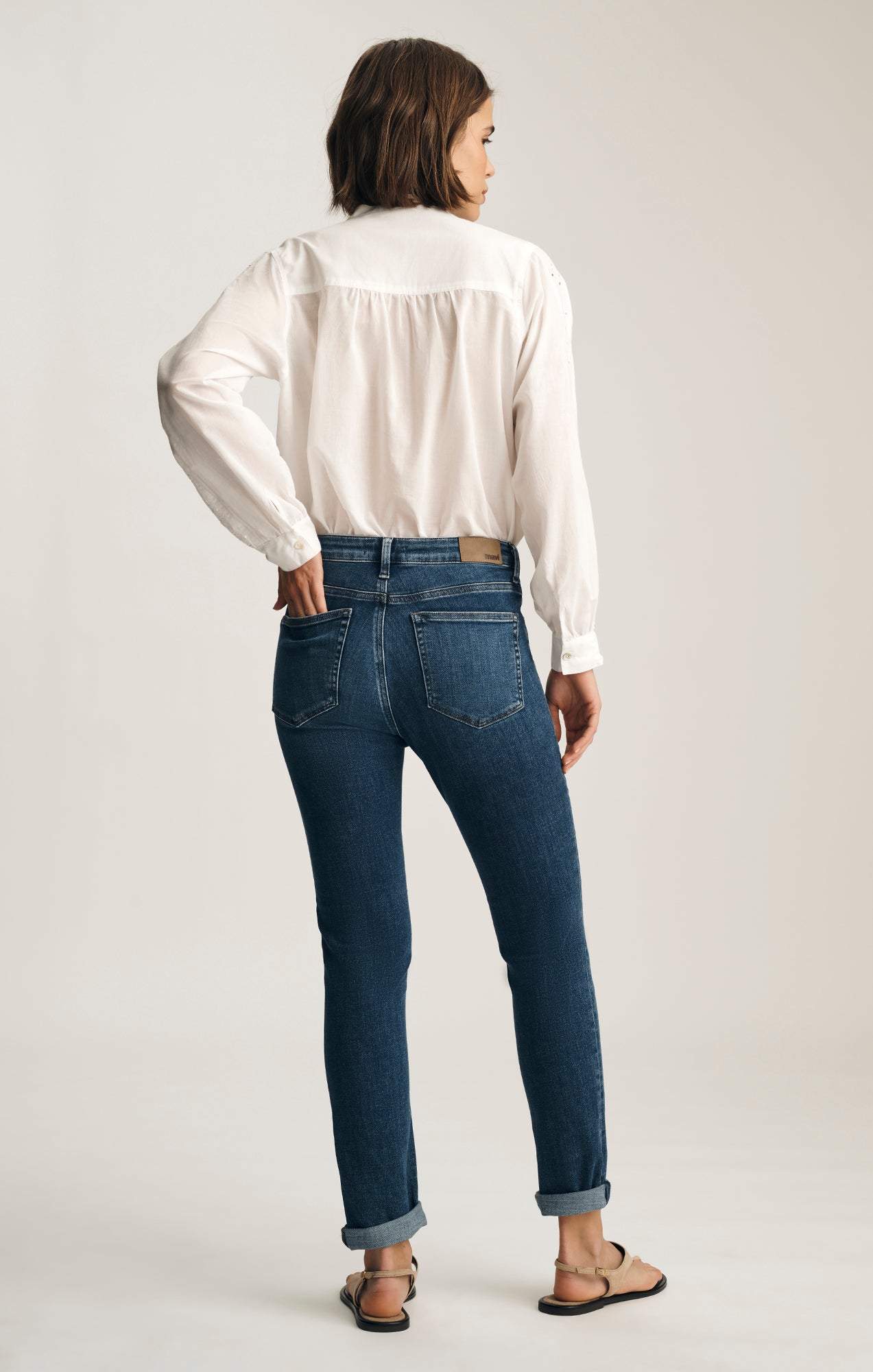 KATHLEEN SLIM BOYFRIEND IN DARK BRUSHED FEATHER BLUE - Mavi Jeans