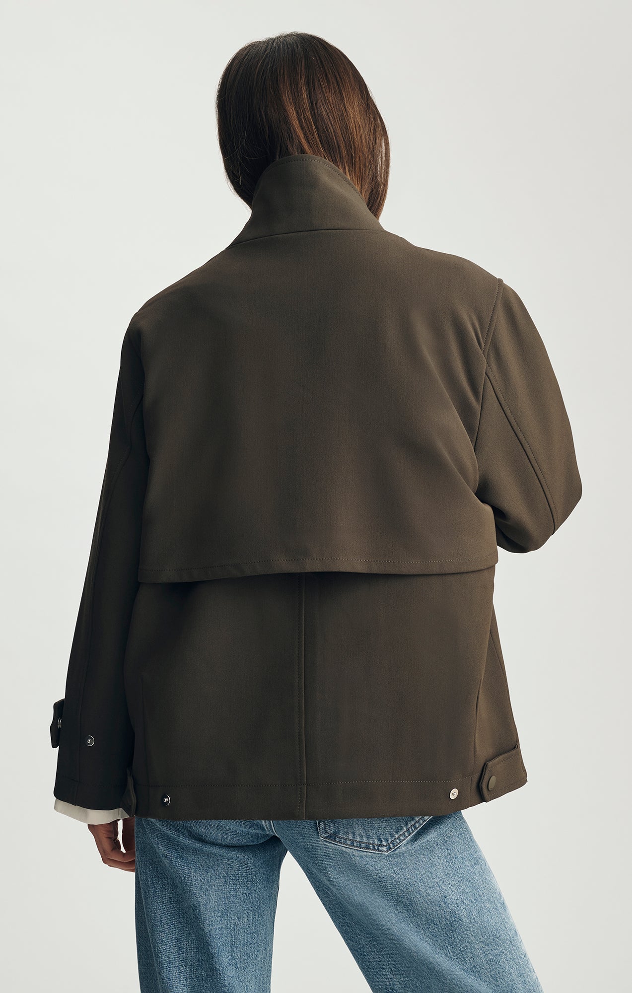 OVERSIZED FUNNEL NECK JACKET IN OLIVE NIGHT - Mavi Jeans