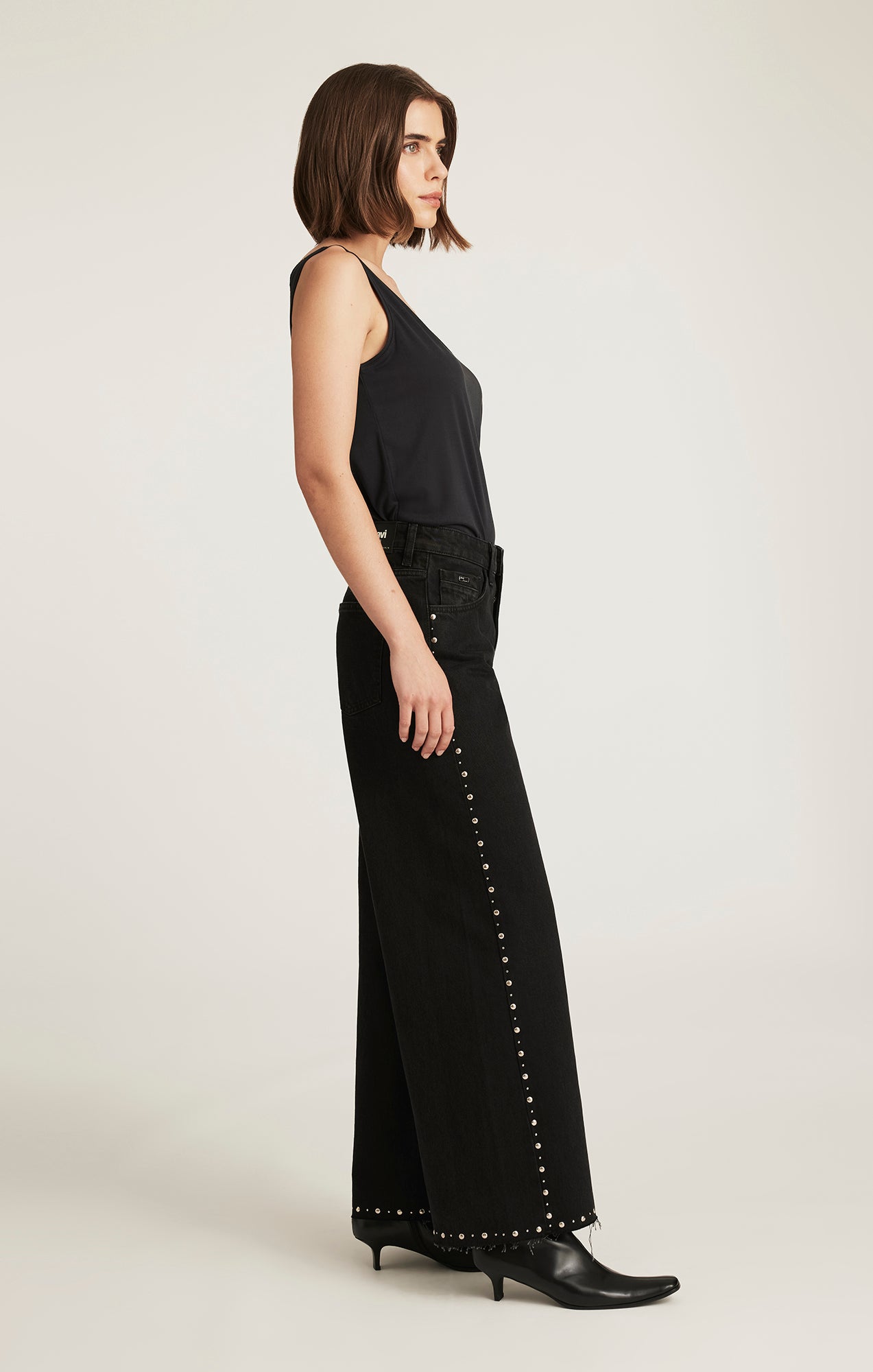 REBECCA WIDE LEG IN STUDDED SMOKE DENIM - Mavi Jeans