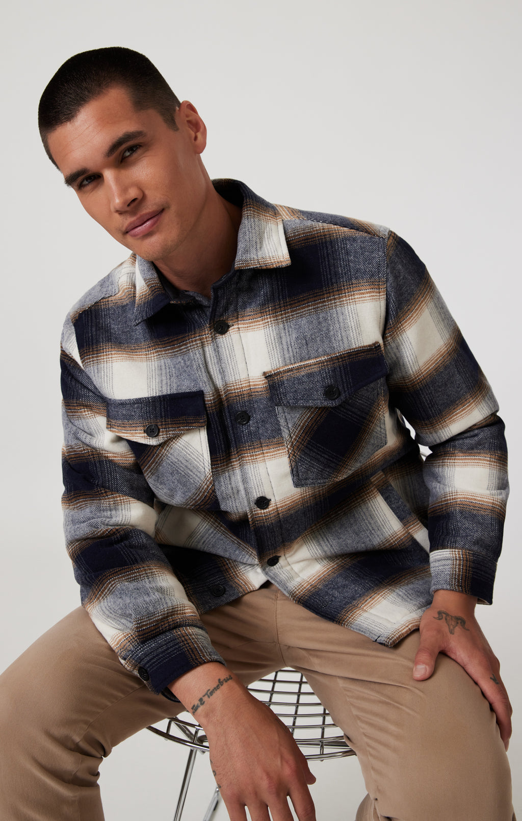 PLAID SHACKET IN BROWN CHECK - Mavi Jeans