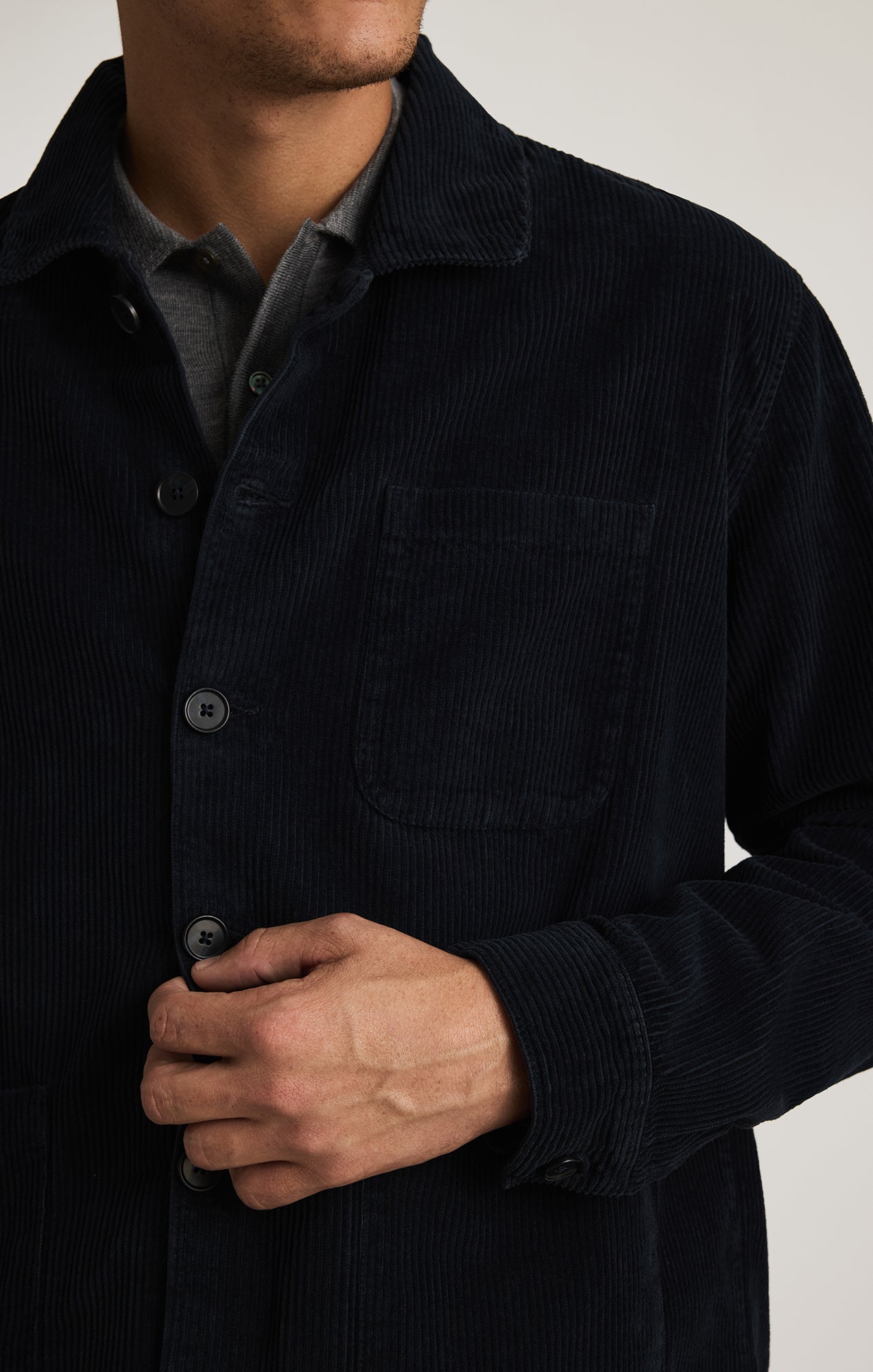 BUTTON-UP OVERSHIRT IN NAVY