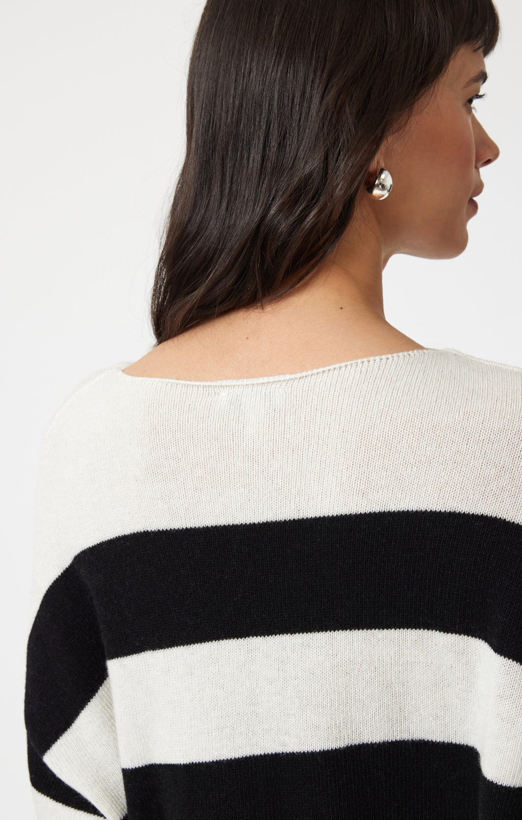 BOAT NECK SWEATER IN BLACK STRIPE - Mavi Jeans