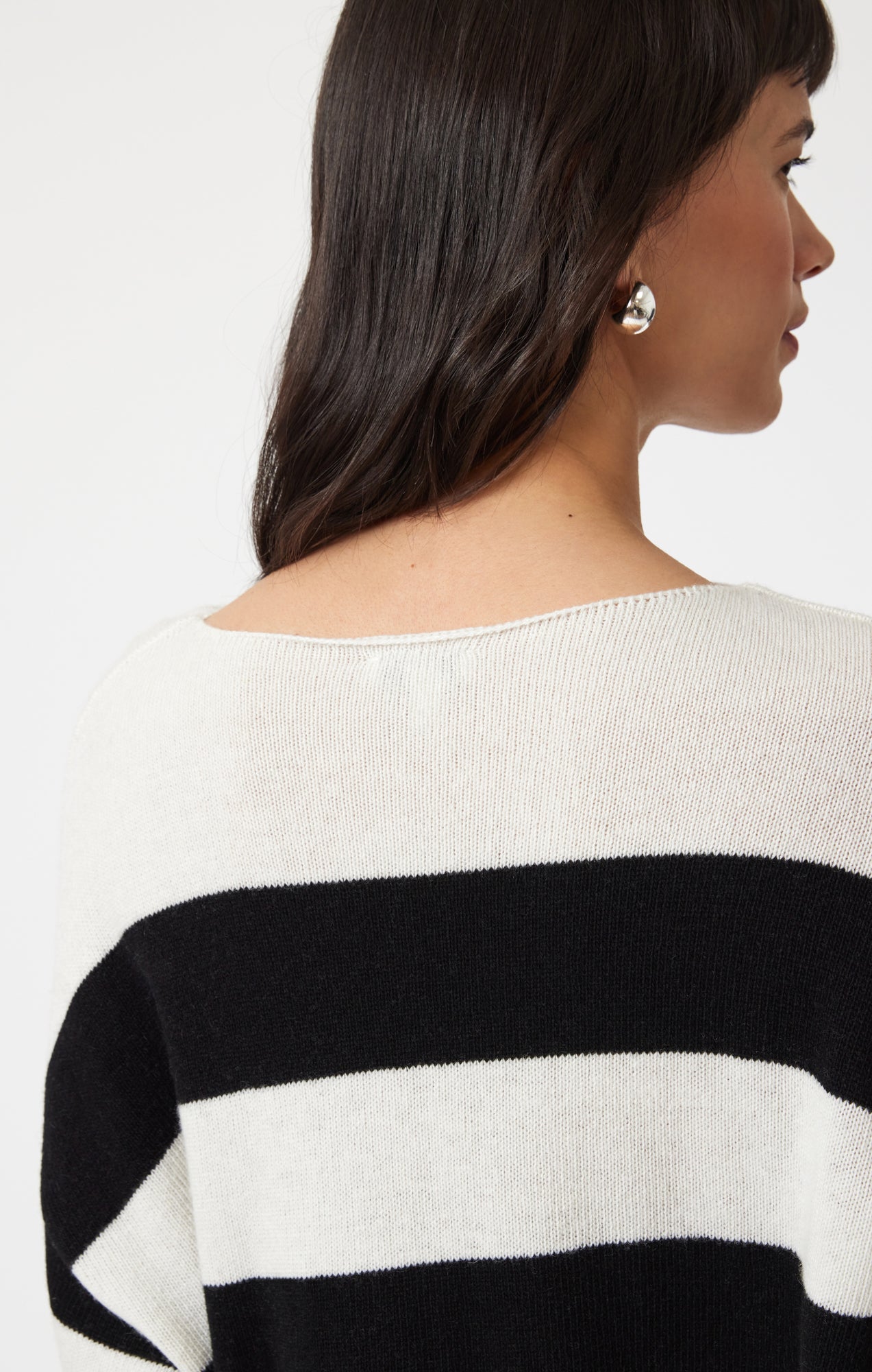 BOAT NECK SWEATER IN BLACK STRIPE - Mavi Jeans