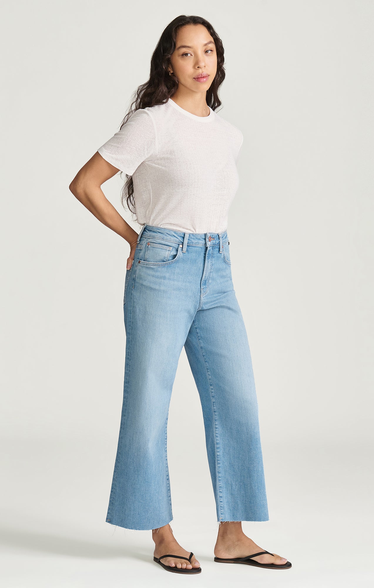 PALOMA CROPPED WIDE LEG IN LIGHT BRUSHED FLEX BLUE - Mavi Jeans