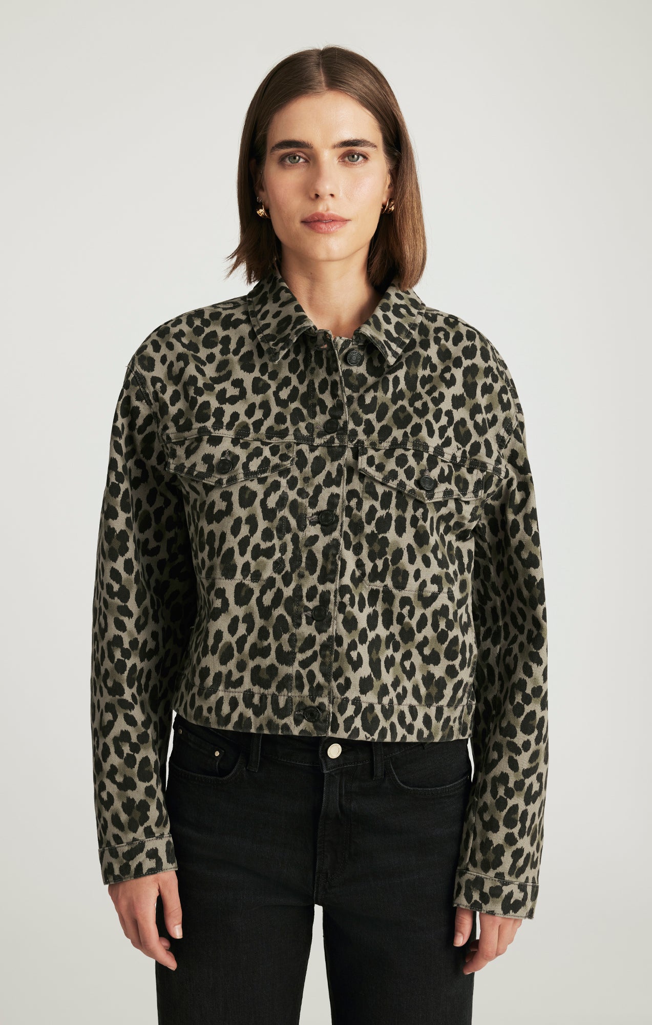 MAREN CROP JACKET IN GREEN LEO DENIM - Mavi Jeans