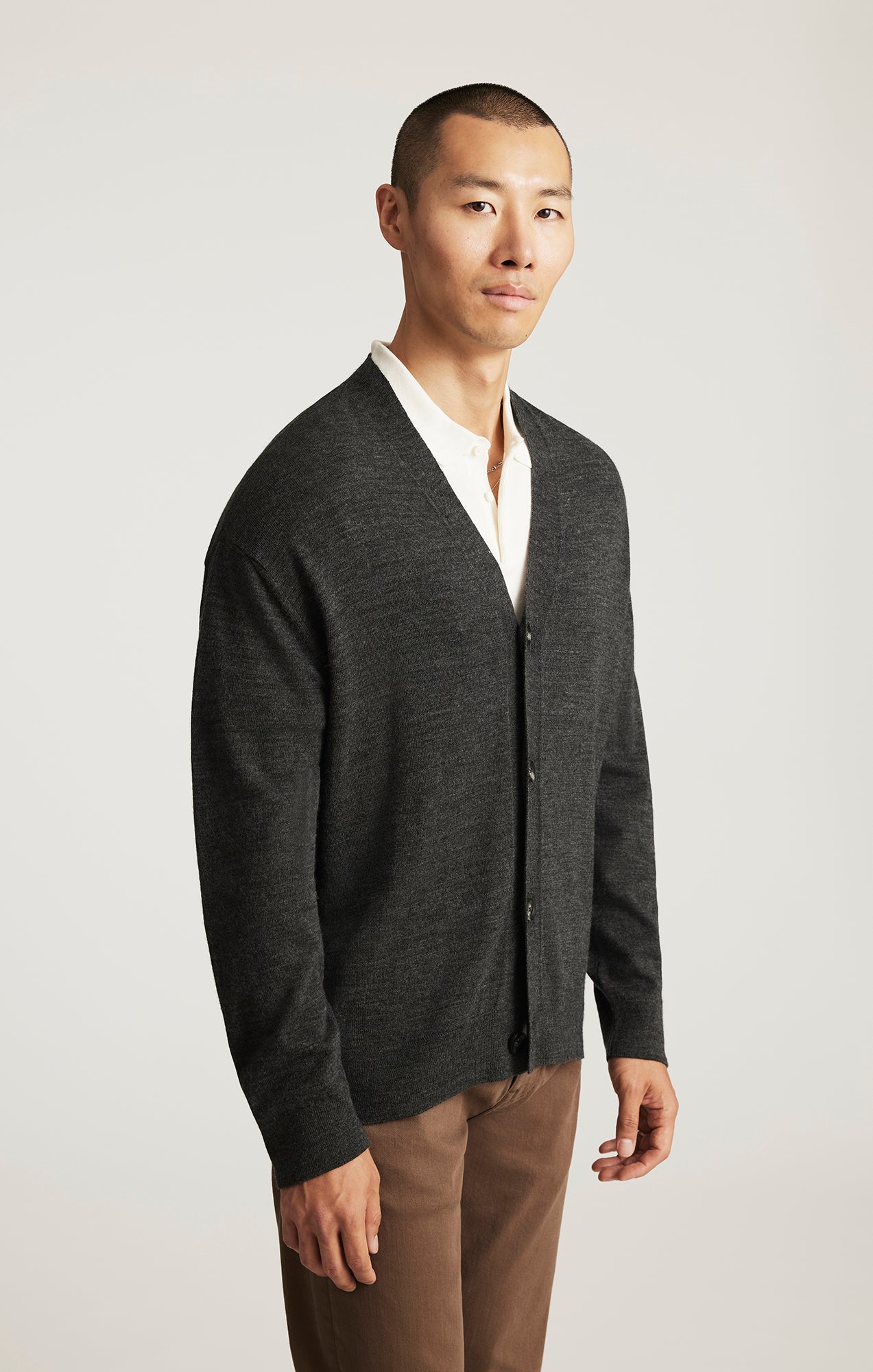 BUTTON-UP CARDIGAN IN ANTHRACITE MELANGE - Mavi Jeans