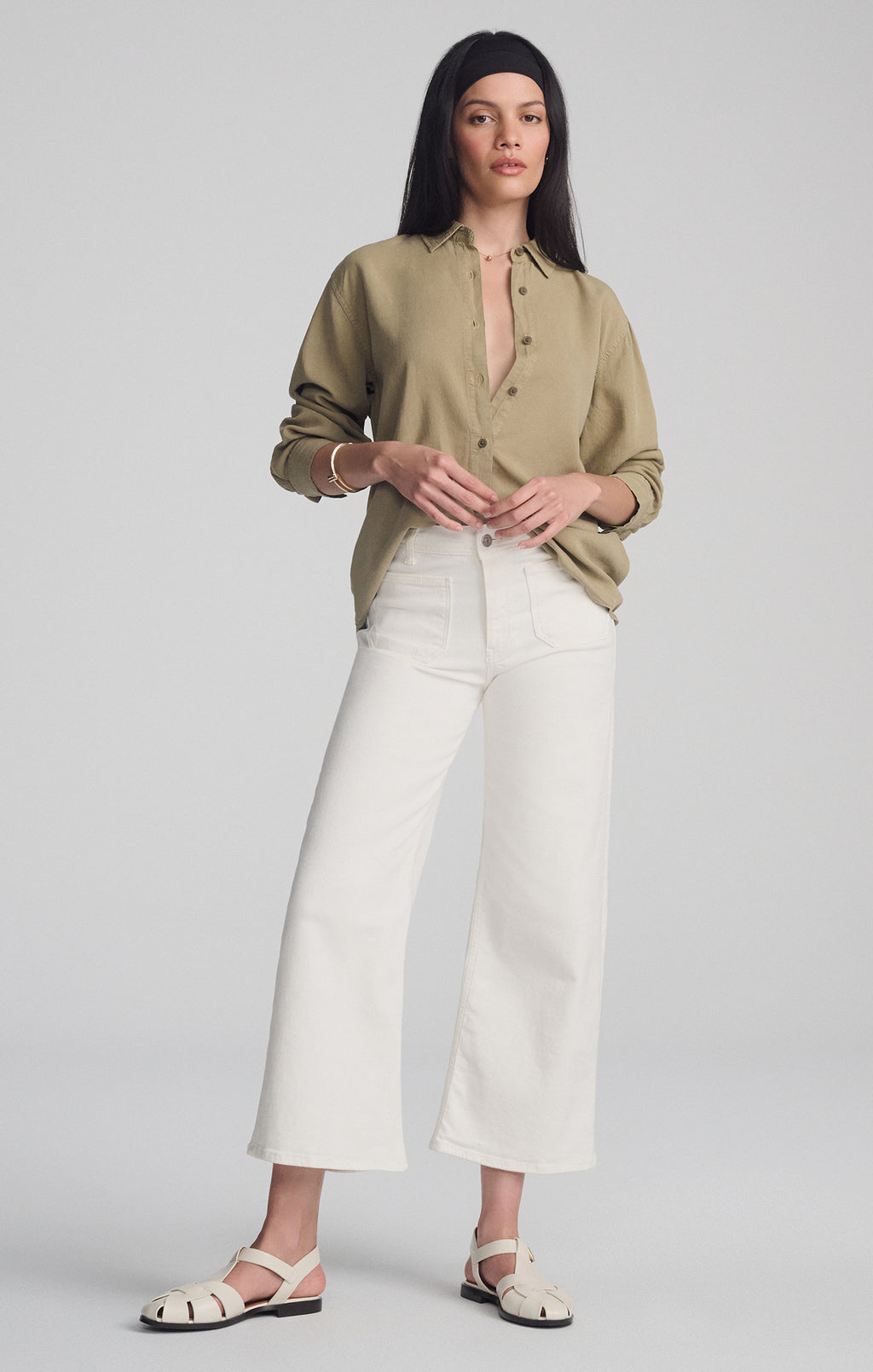 LONG SLEEVE BUTTON-UP SHIRT IN CHINCHILLA - Mavi Jeans