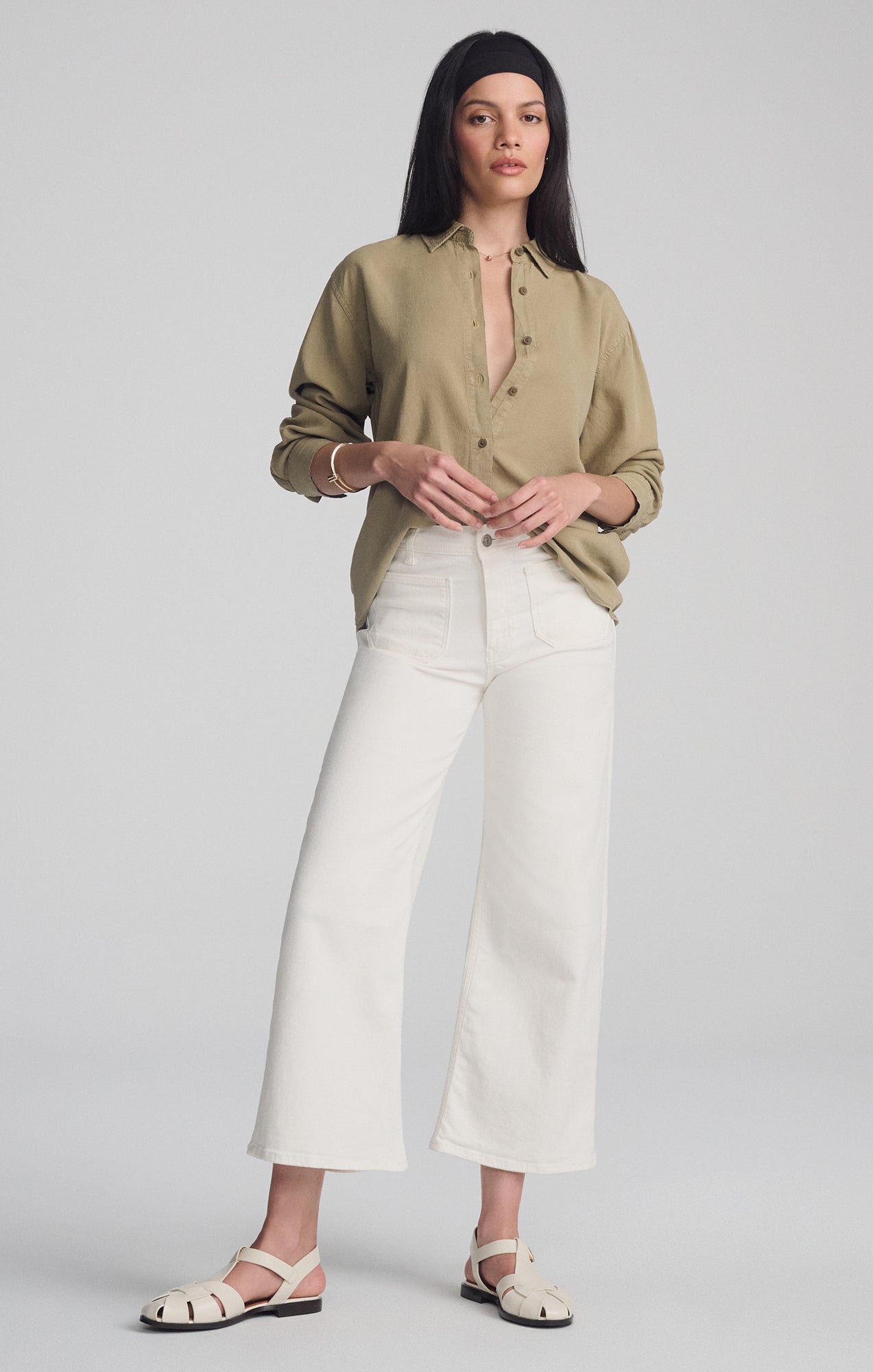 LONG SLEEVE BUTTON-UP SHIRT IN CHINCHILLA - Mavi Jeans