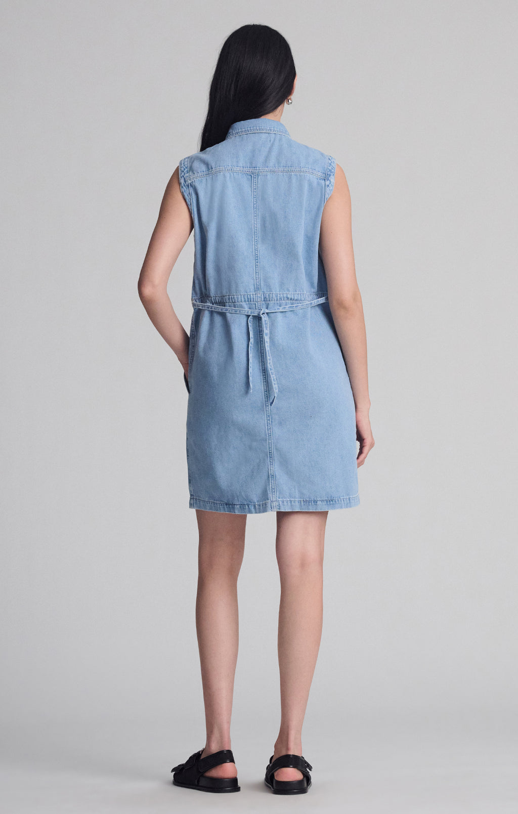 SIMLA POCKET DRESS IN LIGHT BLUE GOLD - Mavi Jeans