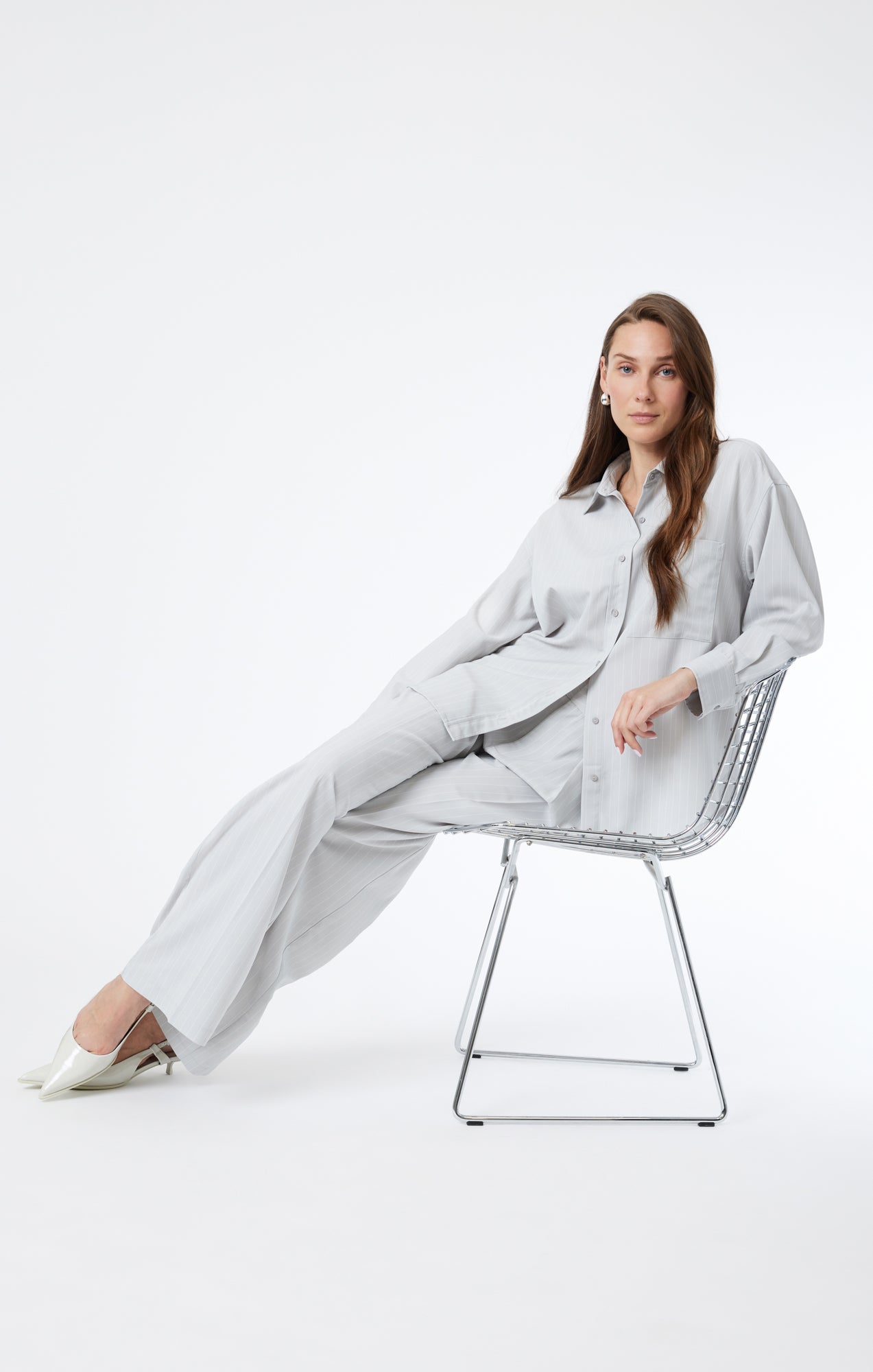 PLEATED WIDE LEG PANTS IN PIN STRIPE - Mavi Jeans