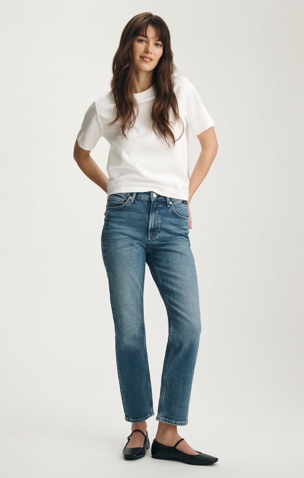 NEW YORK STRAIGHT LEG IN MID BRUSHED CLASSIC BLUE - Mavi Jeans