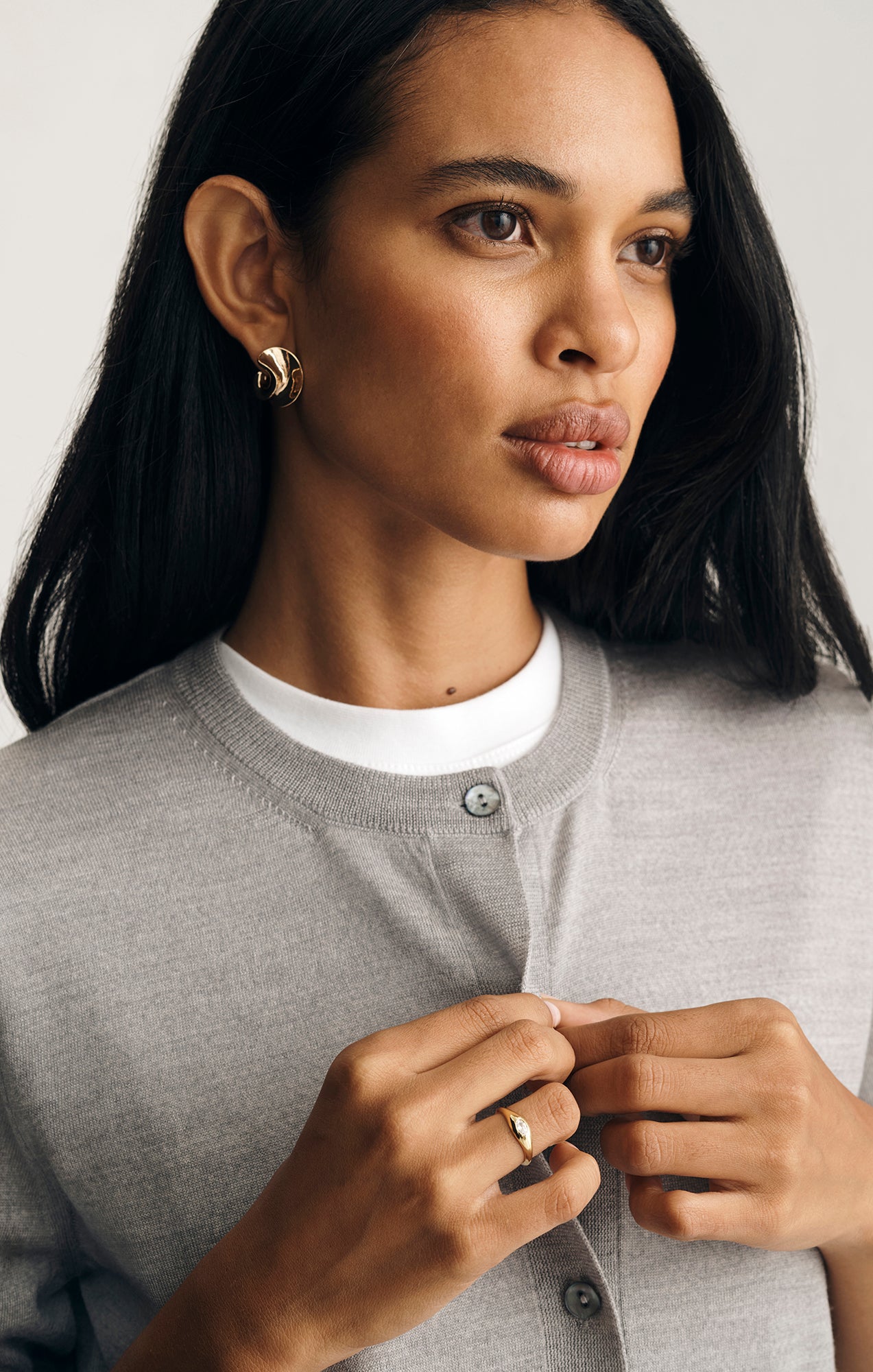 EDITION WOOL CARDIGAN IN LIGHT GREY MELANGE