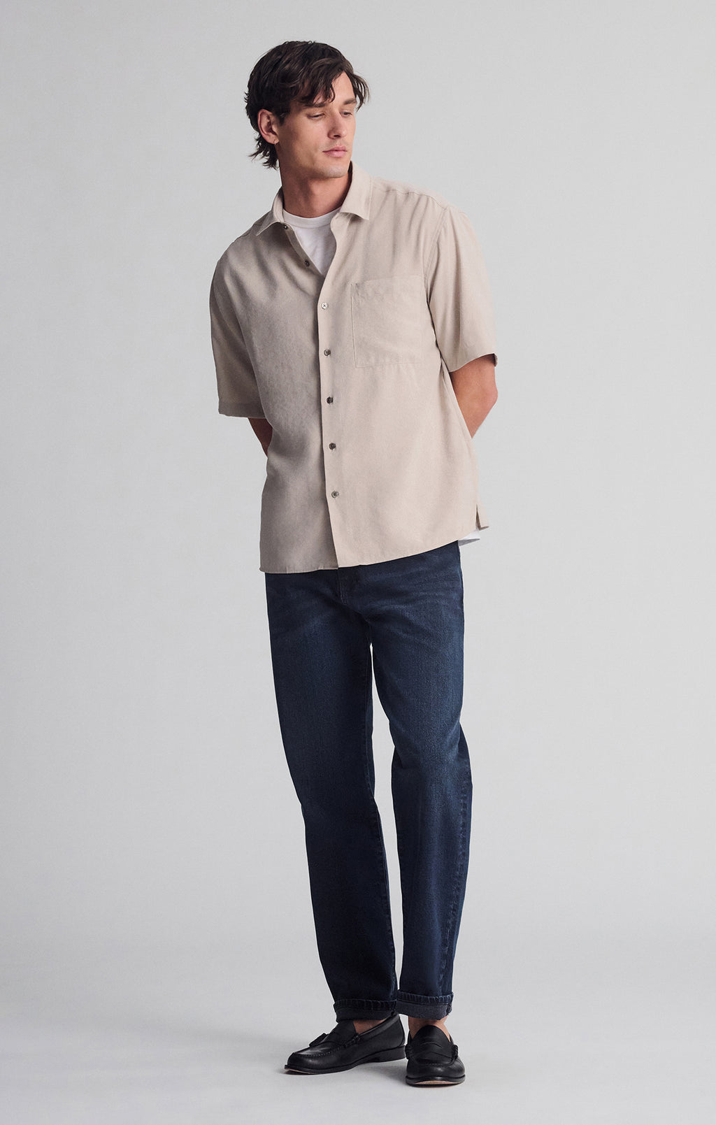 POCKET SHORT SLEEVE SHIRT IN PURE CASHMERE - Mavi Jeans