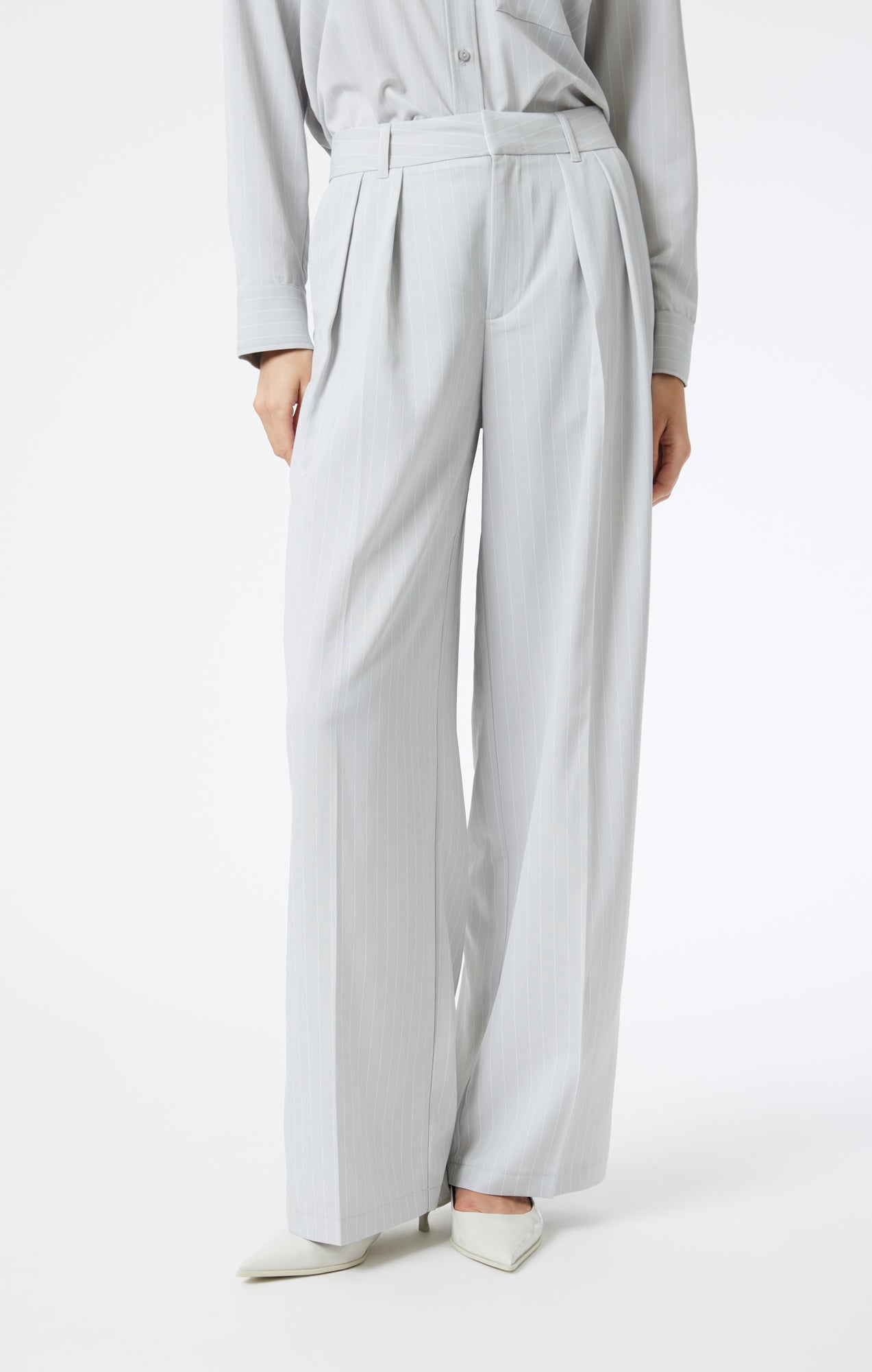 PLEATED WIDE LEG PANTS IN PIN STRIPE - Mavi Jeans