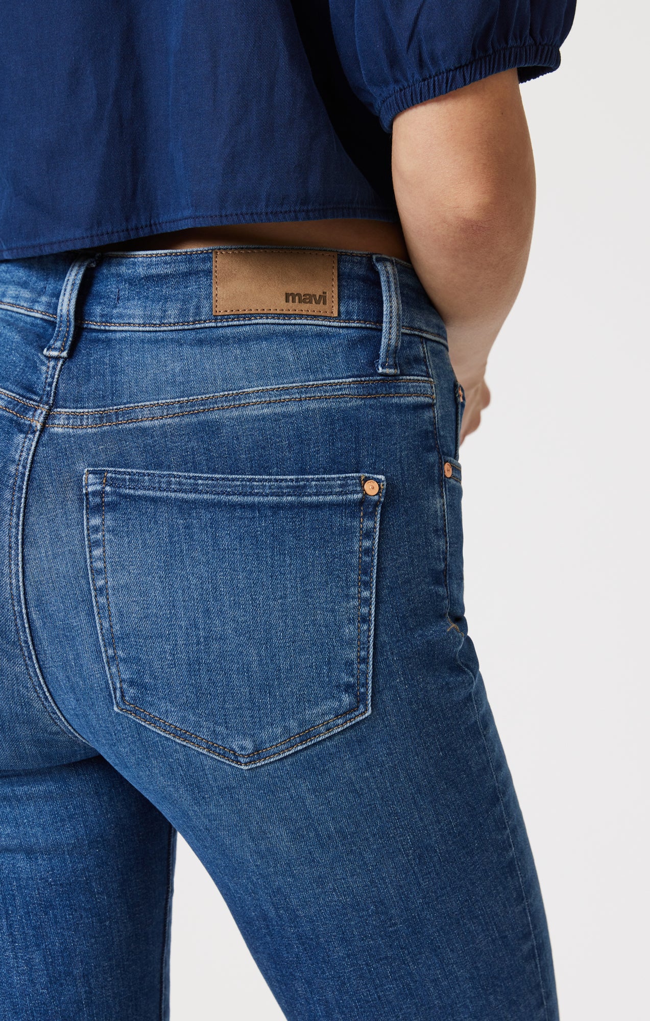 VIOLA STRAIGHT LEG IN MID BRUSHED FLEX BLUE - Mavi Jeans