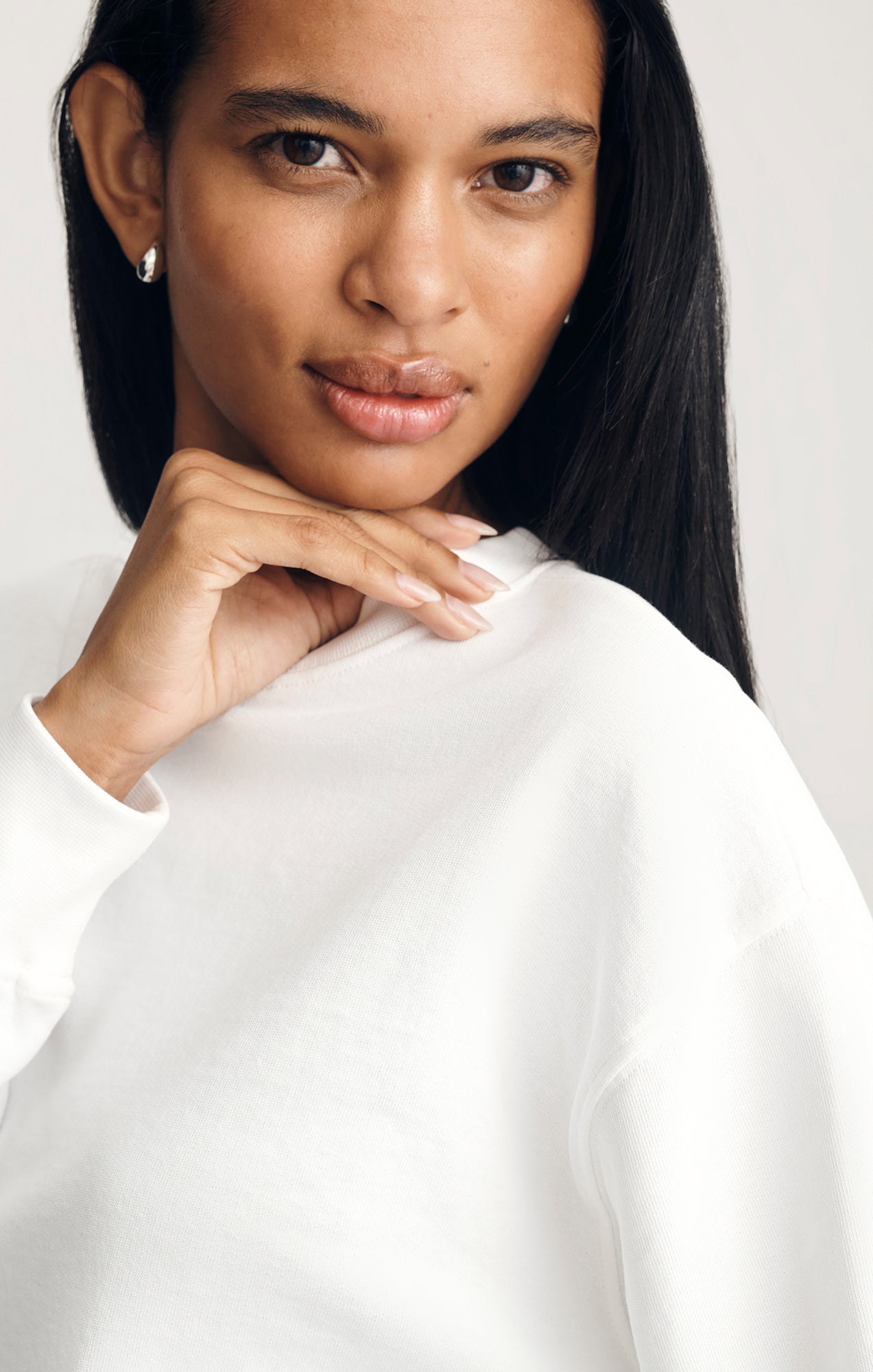 CROPPED CREW NECK SWEATSHIRT IN WHITE - Mavi Jeans